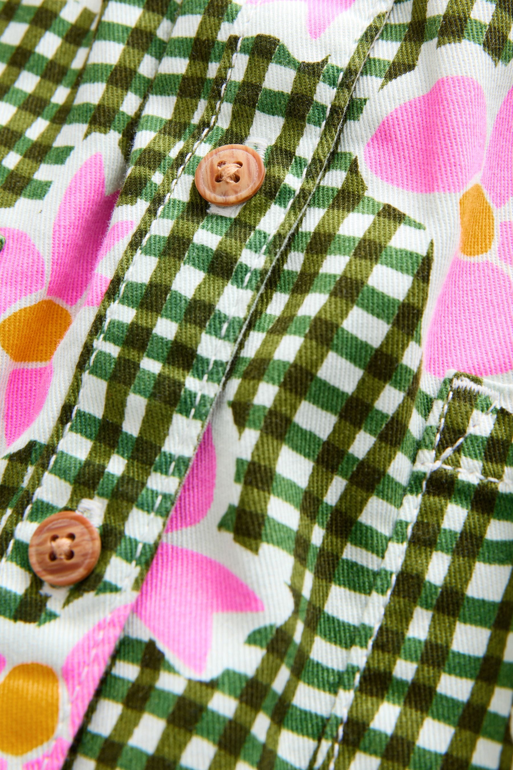 Pink/Green Bow Print 100% Cotton Shirt Dress (3mths-8yrs)