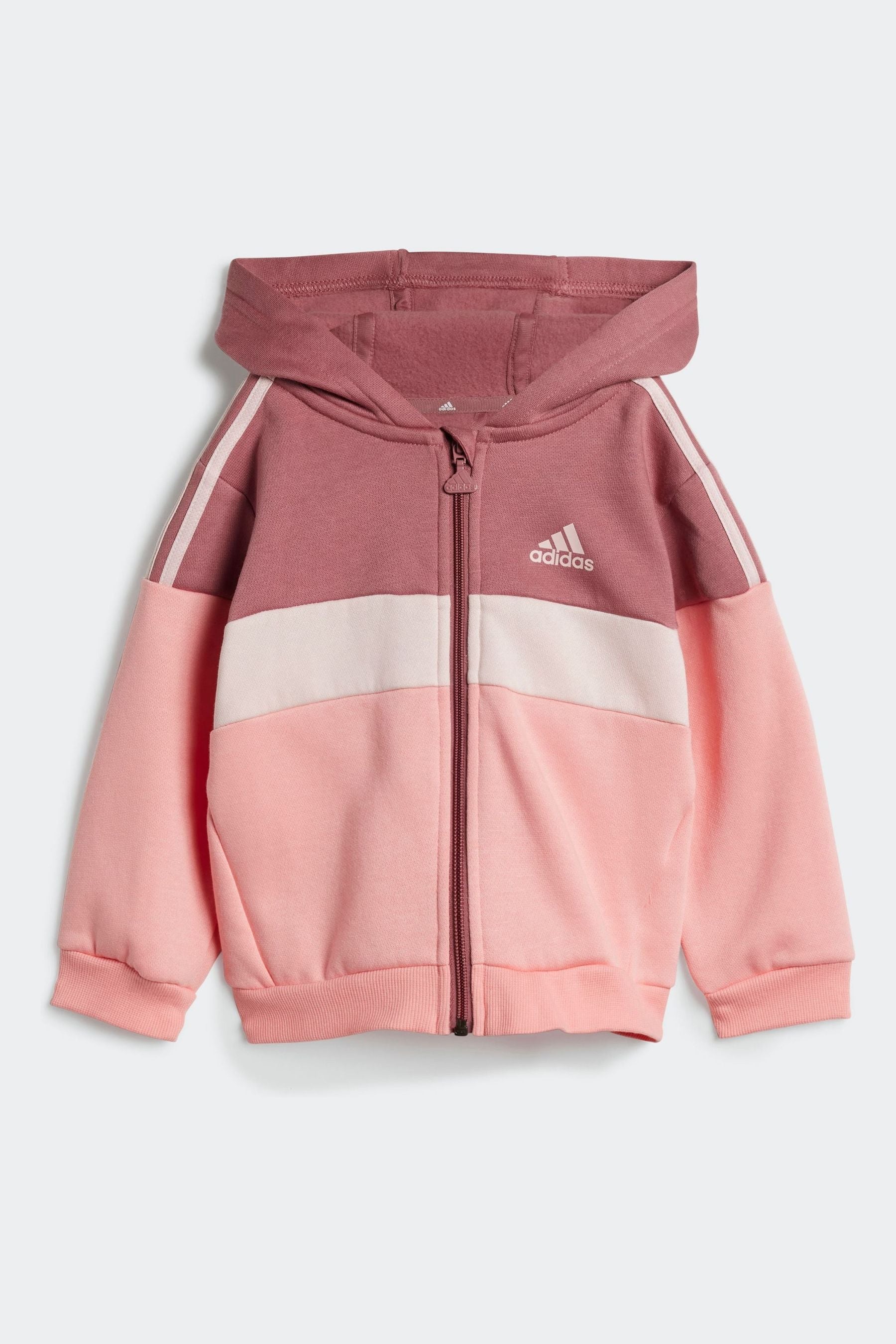 adidas Pink Kids Tiberio 3-Stripes Colourblock Fleece Tracksuit