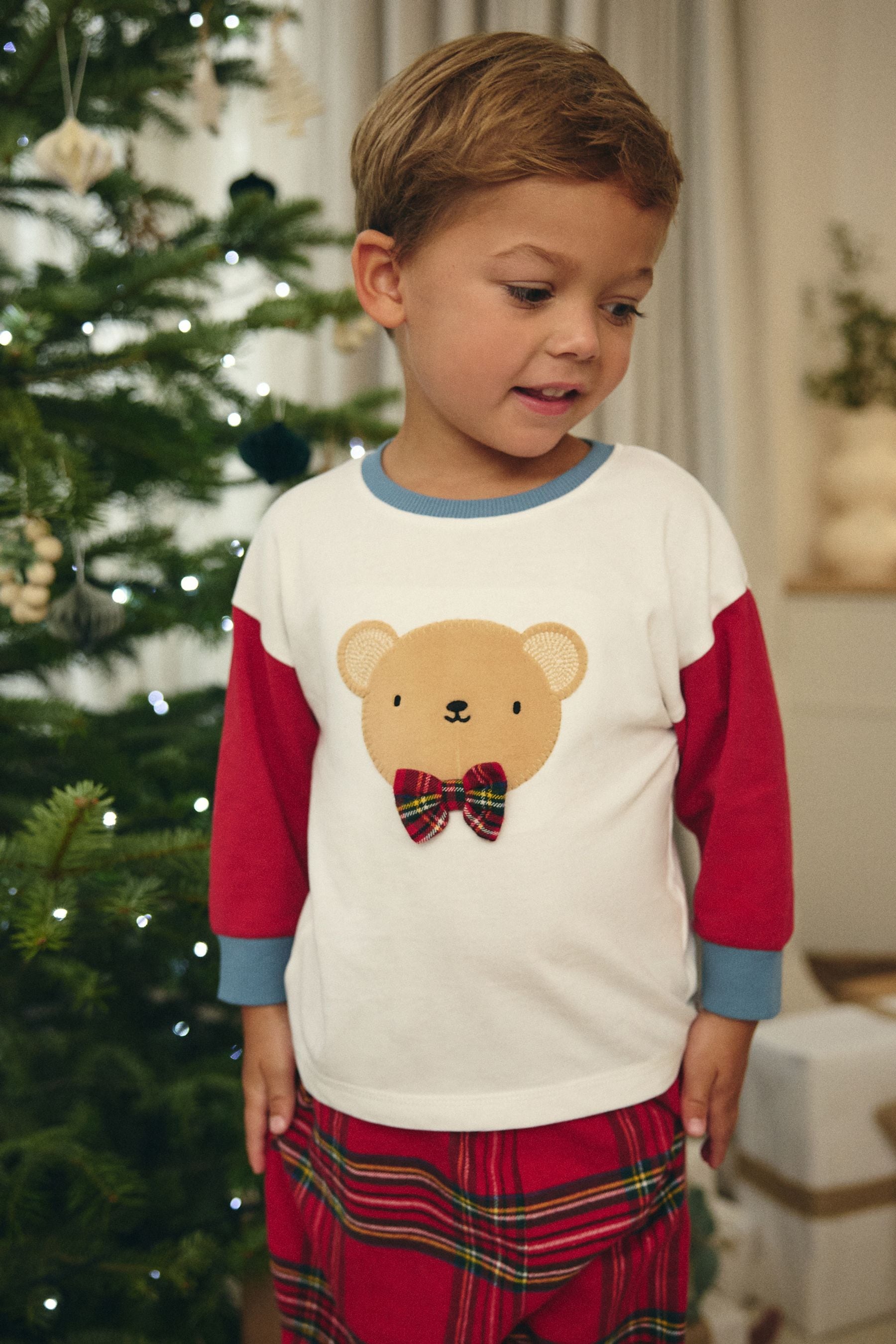 Red Baby Check Bear Single 100% Cotton Pyjamas (12mths-8yrs)