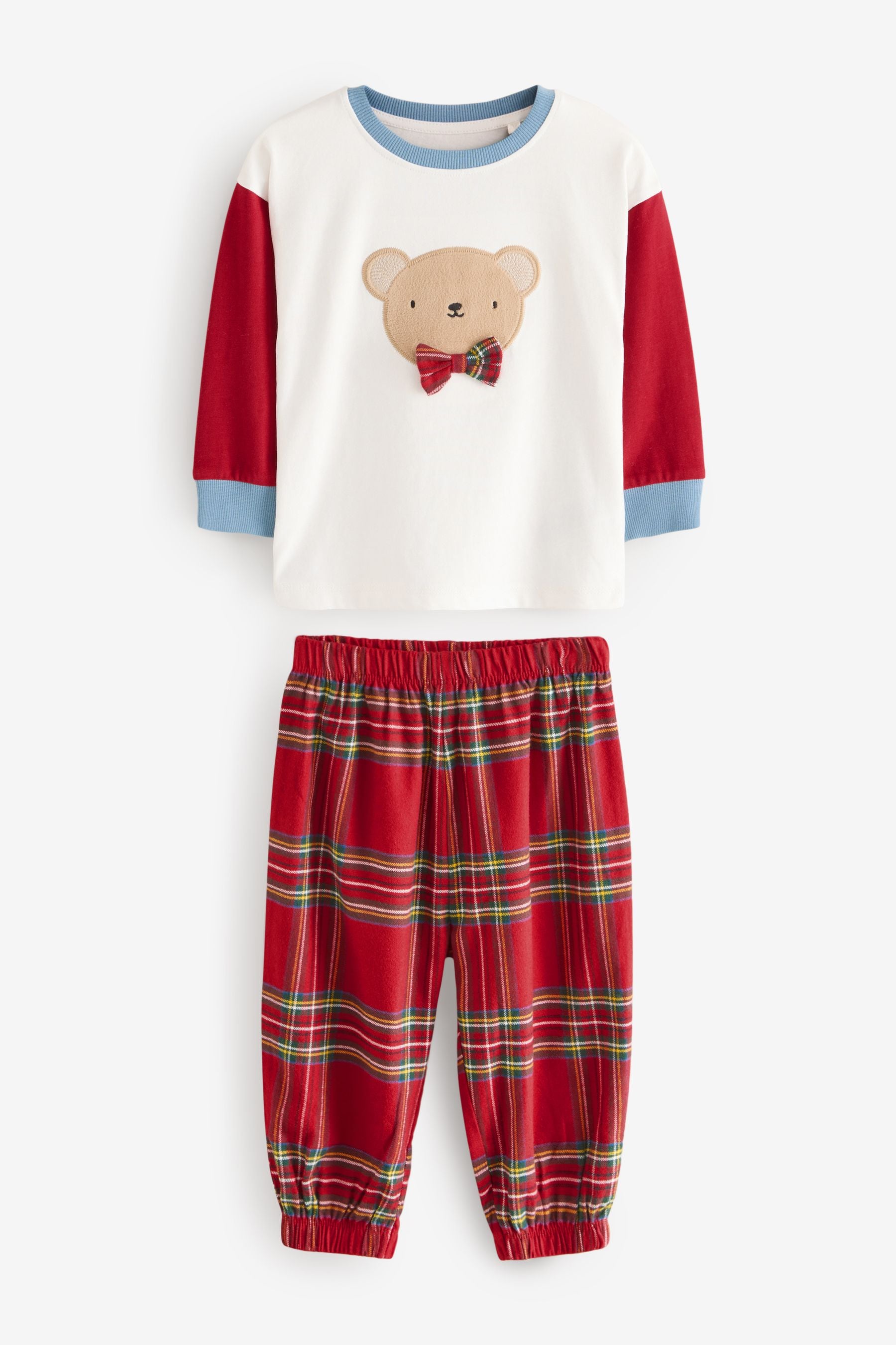 Red Baby Check Bear Single 100% Cotton Pyjamas (12mths-8yrs)