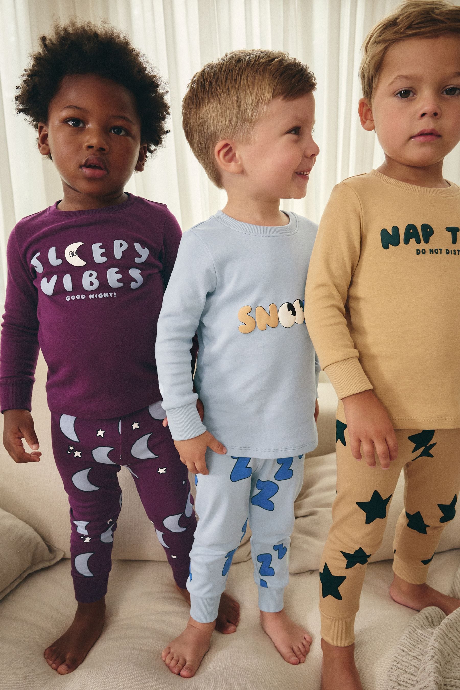 Blue/Stone Snuggle 100% Cotton Pyjamas 3 Pack (9mths-12yrs)