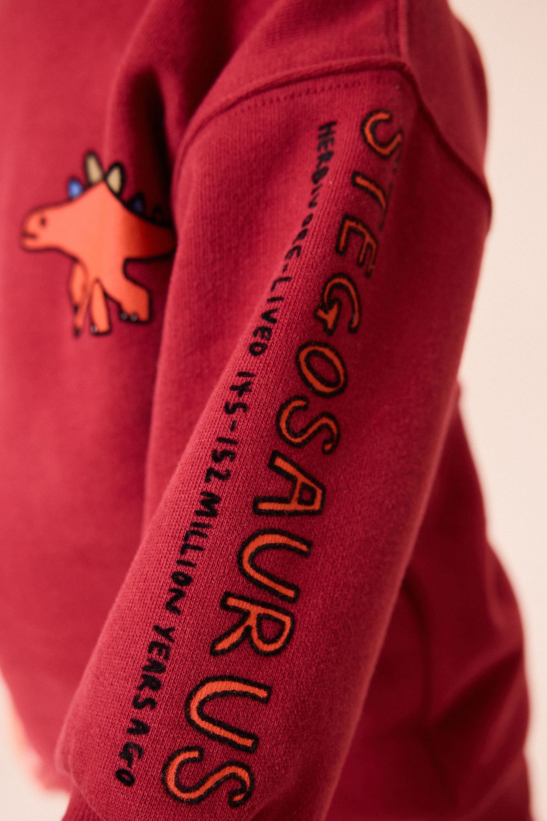 Burgundy Red Dinosaur Spikes Crew Sweatshirt And Joggers Set (3mths-7yrs)