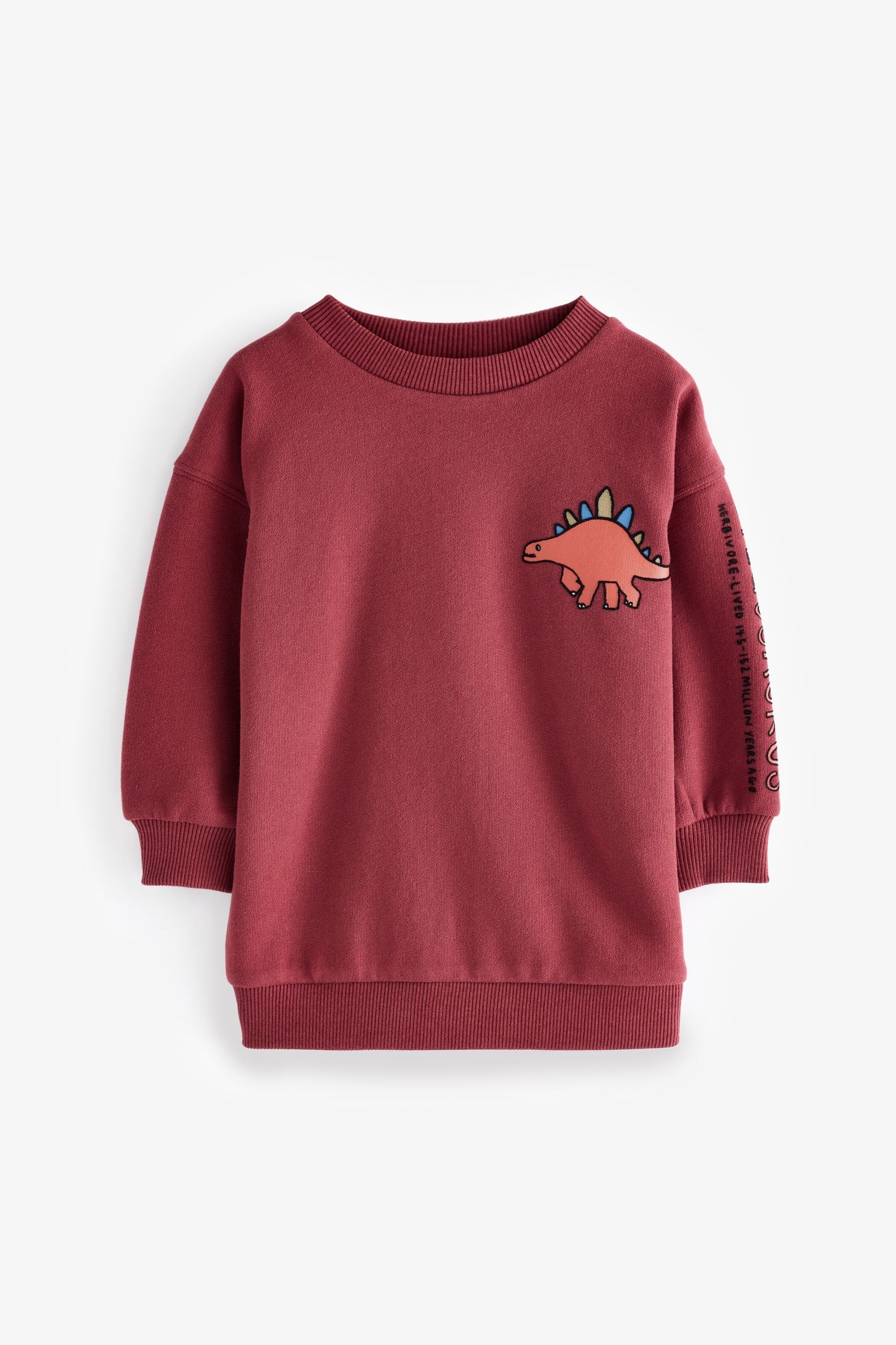 Burgundy Red Dinosaur Spikes Crew Sweatshirt And Joggers Set (3mths-7yrs)