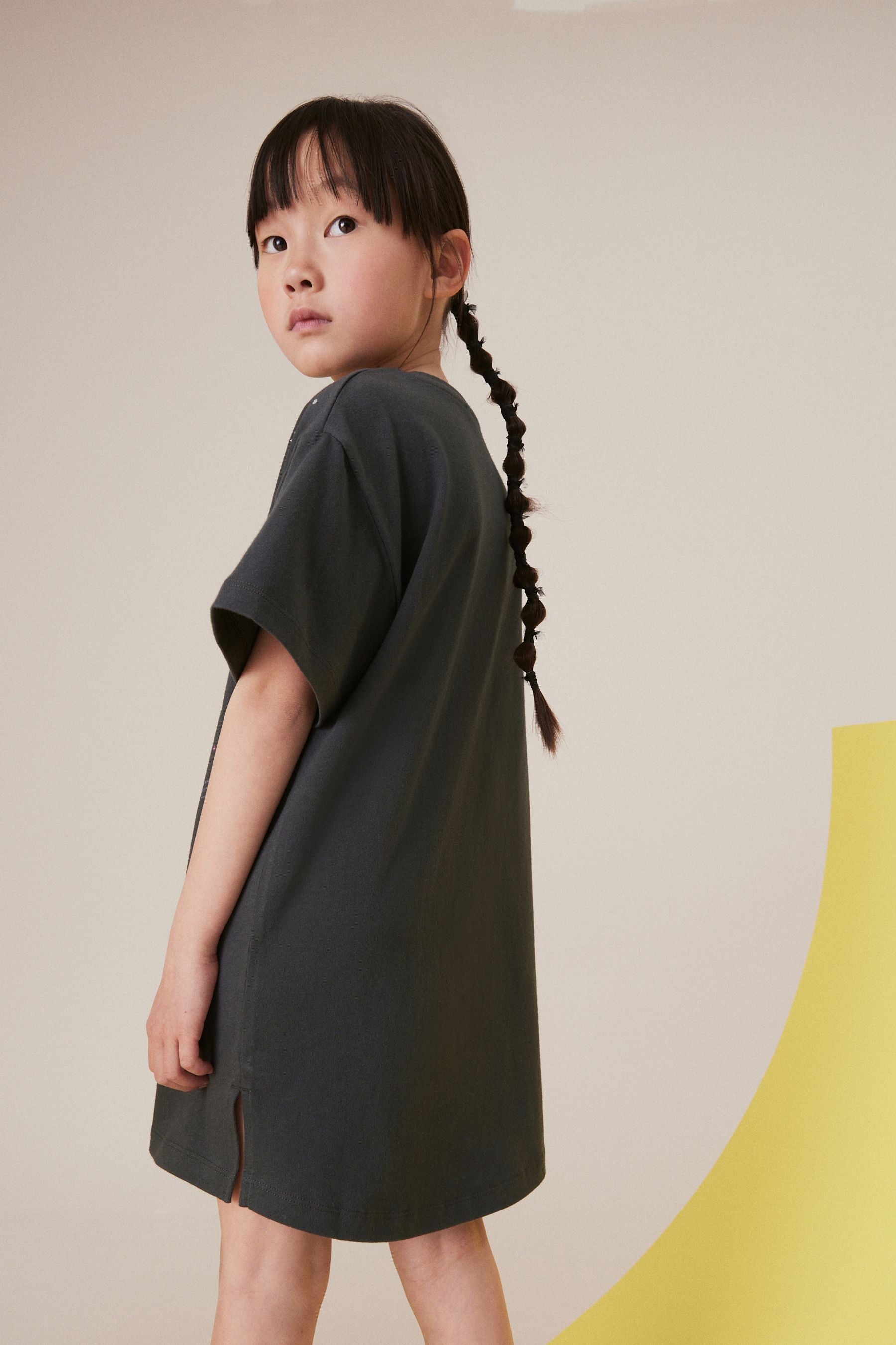 Charcoal Grey Rolling Stones T-Shirt Dress (3-16yrs)