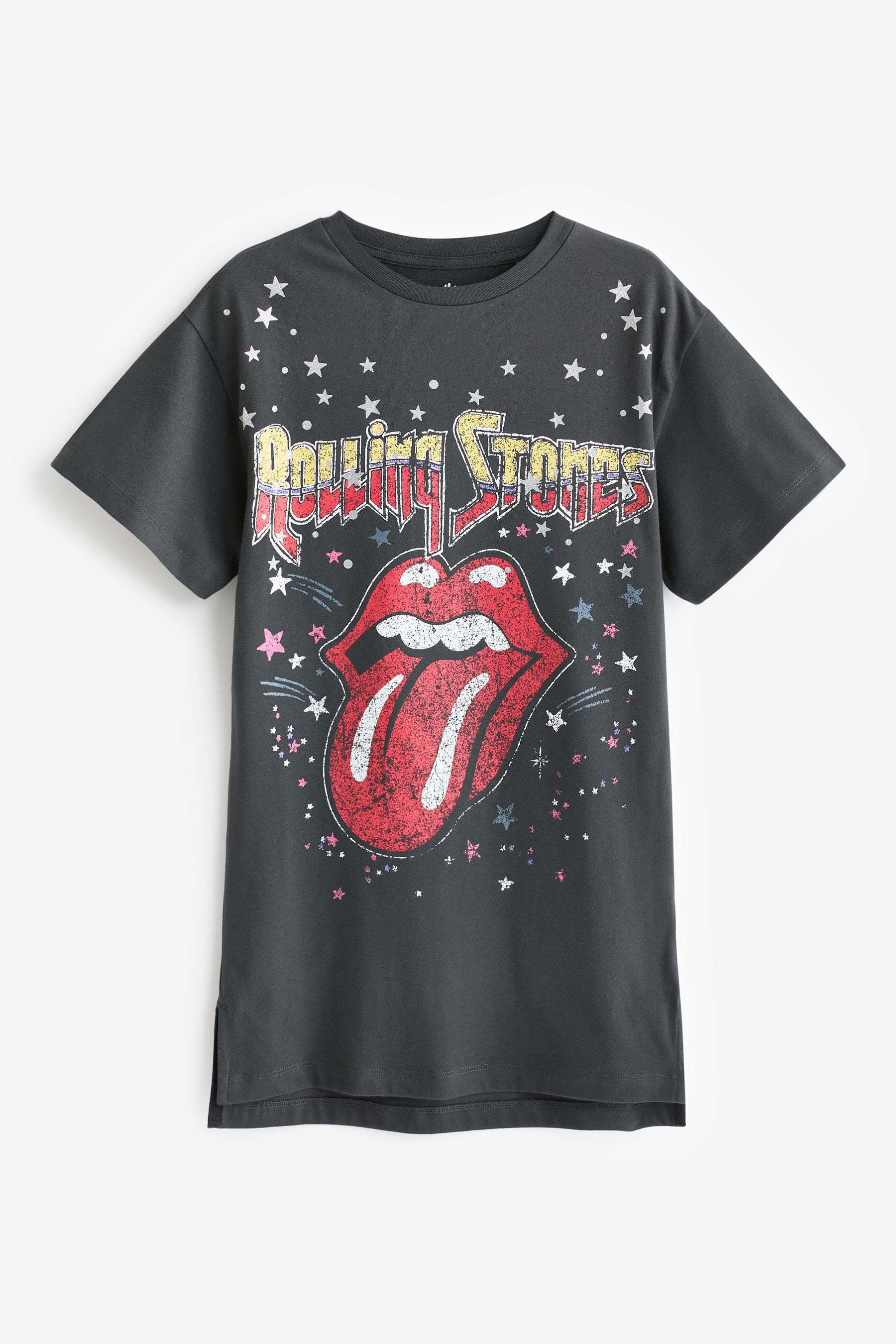 Charcoal Grey Rolling Stones 100% Cotton T-Shirt Dress (3-16yrs)