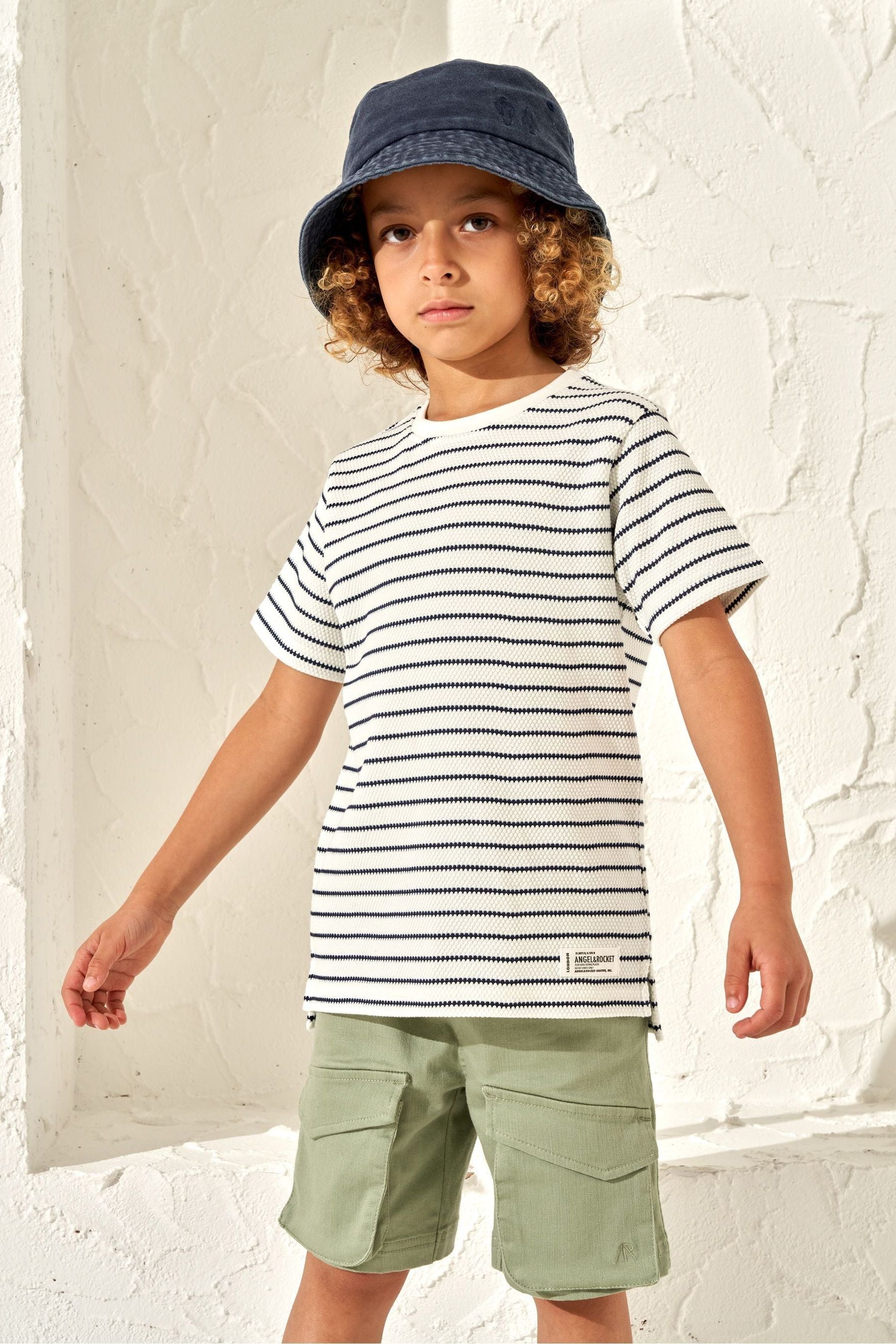 Natural Angel & Rocket James Textured Stripe T-Shirt