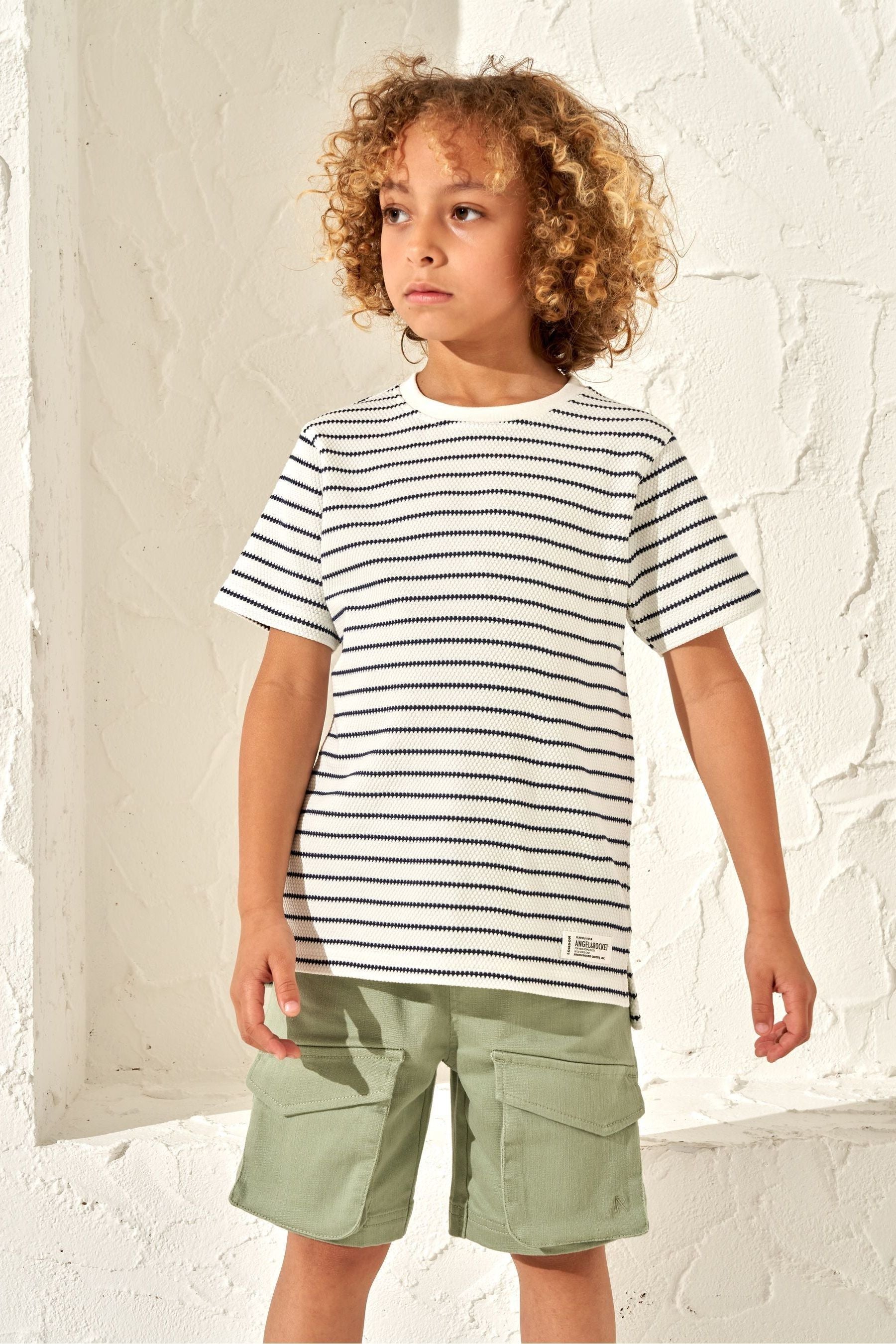 Natural Angel & Rocket James Textured Stripe T-Shirt