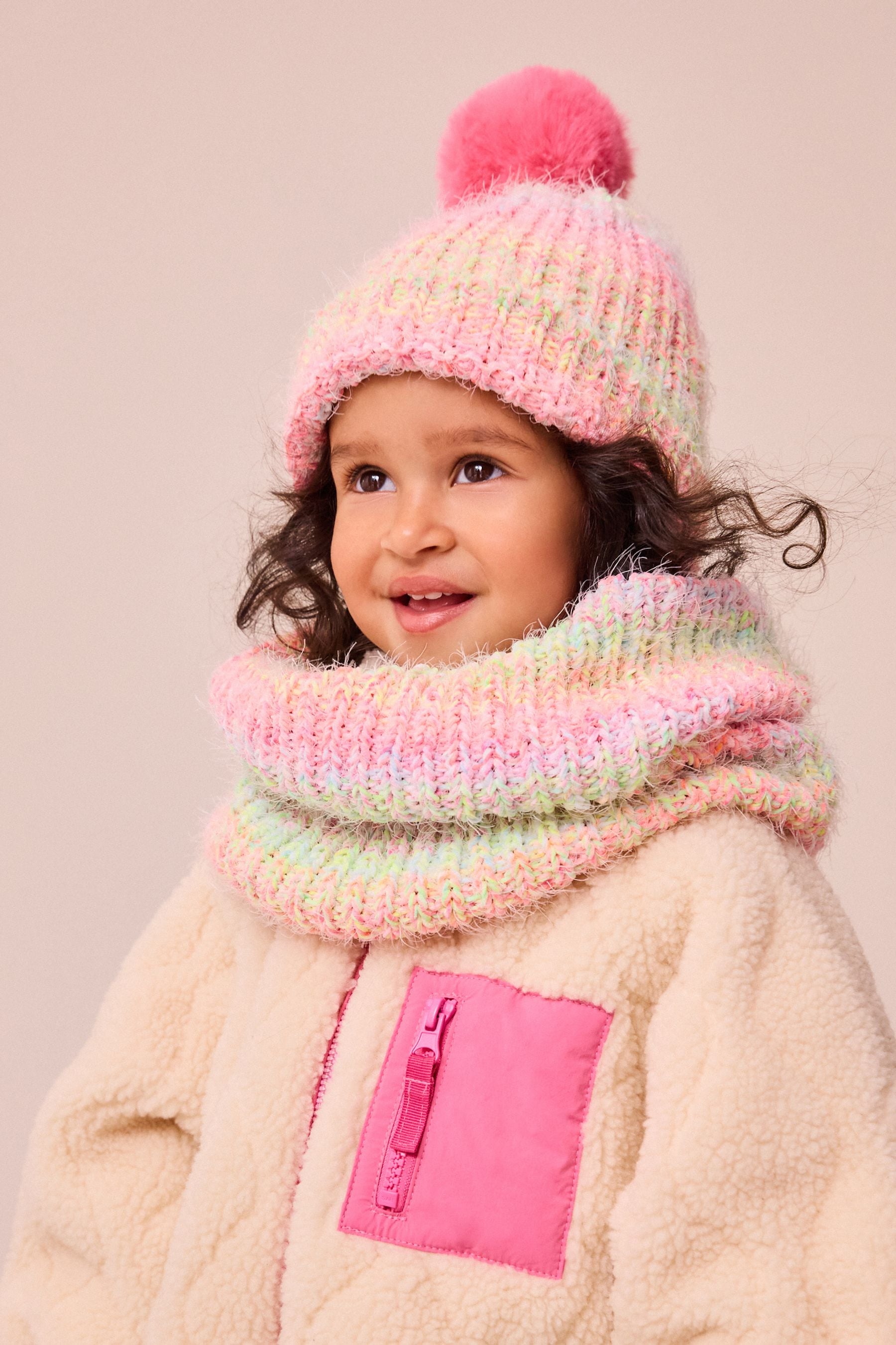 Pink/Green Ombre Hat And Snood Set (1-16yrs)