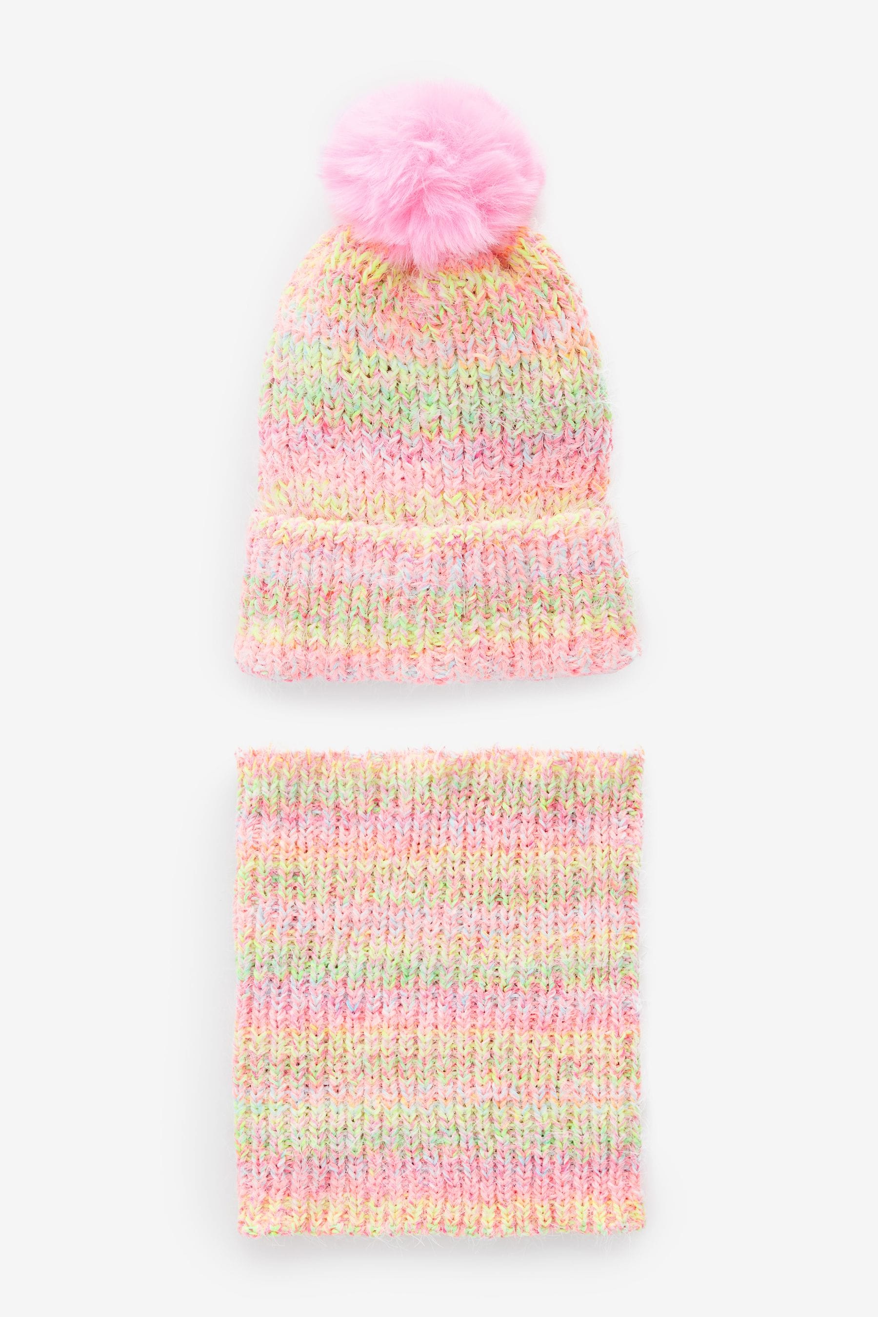 Pink/Green Ombre Hat And Snood Set (1-16yrs)