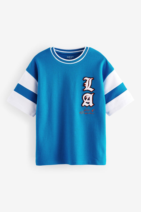 Cobalt Blue Short Sleeve Varsity 100% Cotton T-Shirt (3-16yrs)