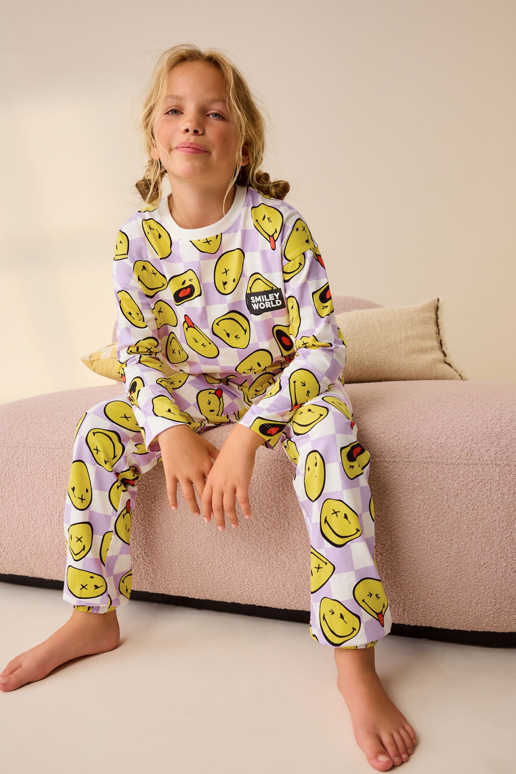 Purple/White License Smiley Jogger Pyjamas (3-16yrs)