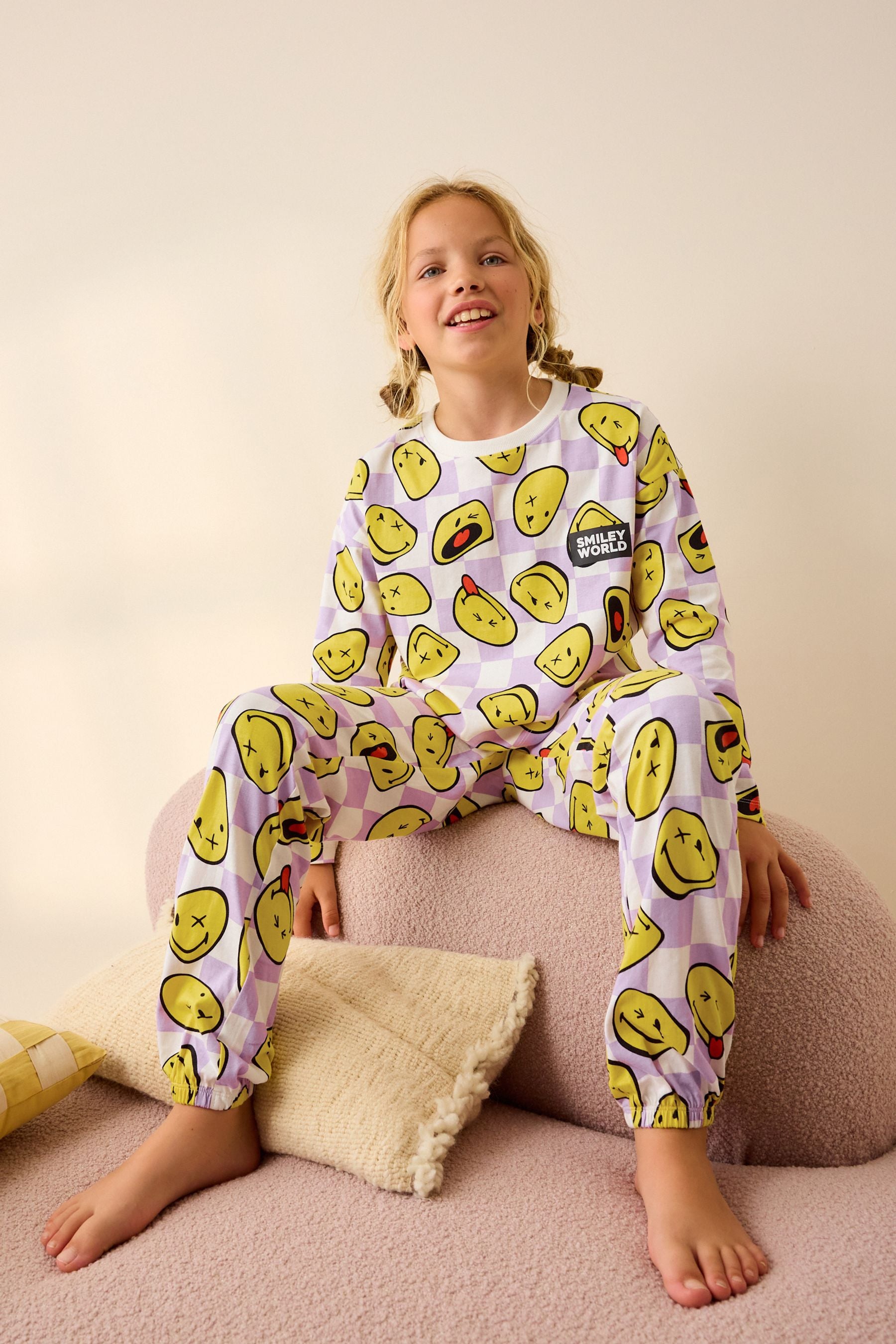 Purple/White License Smiley Jogger Pyjamas (3-16yrs)