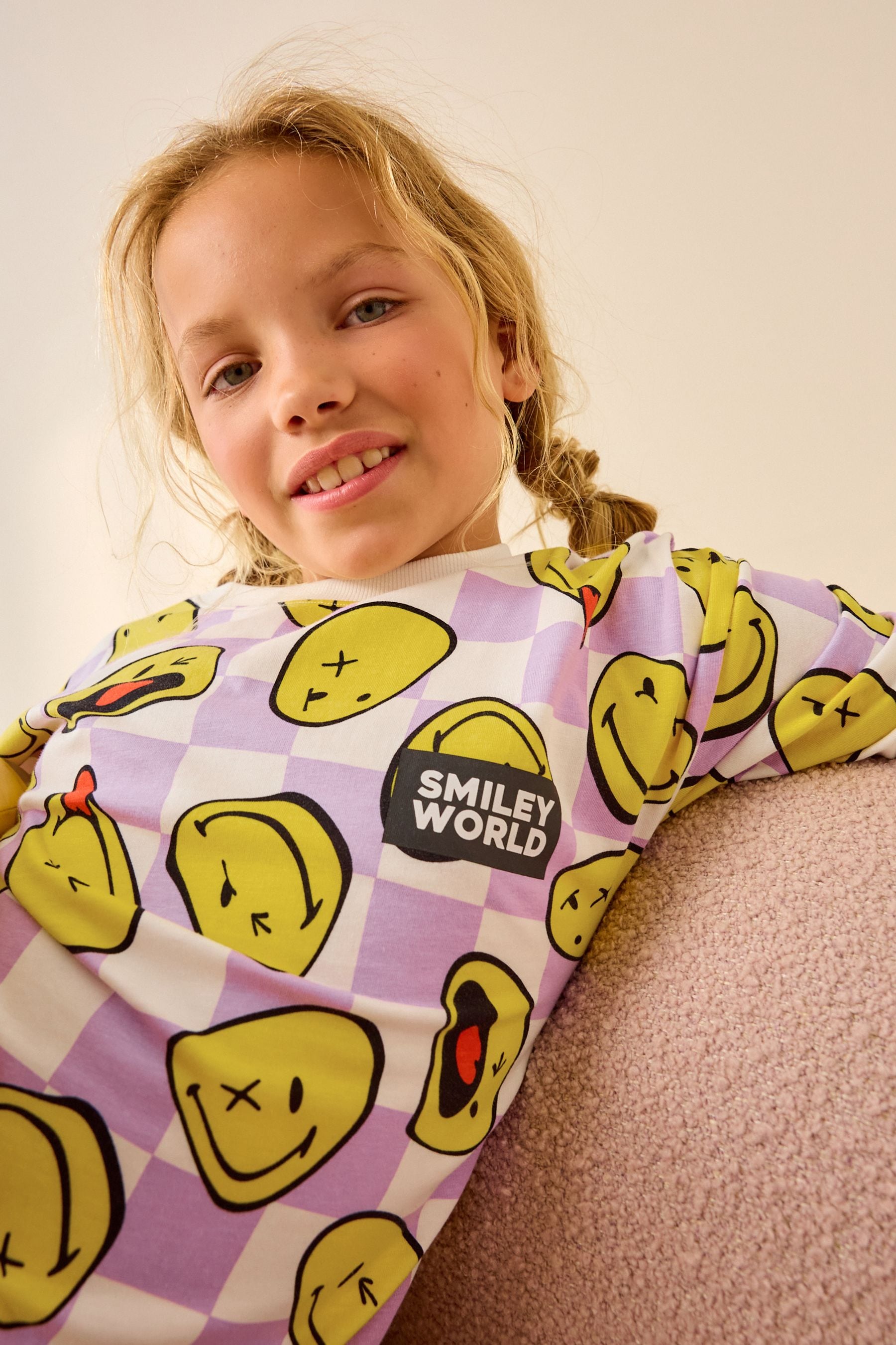 Purple/White License Smiley Jogger Pyjamas (3-16yrs)