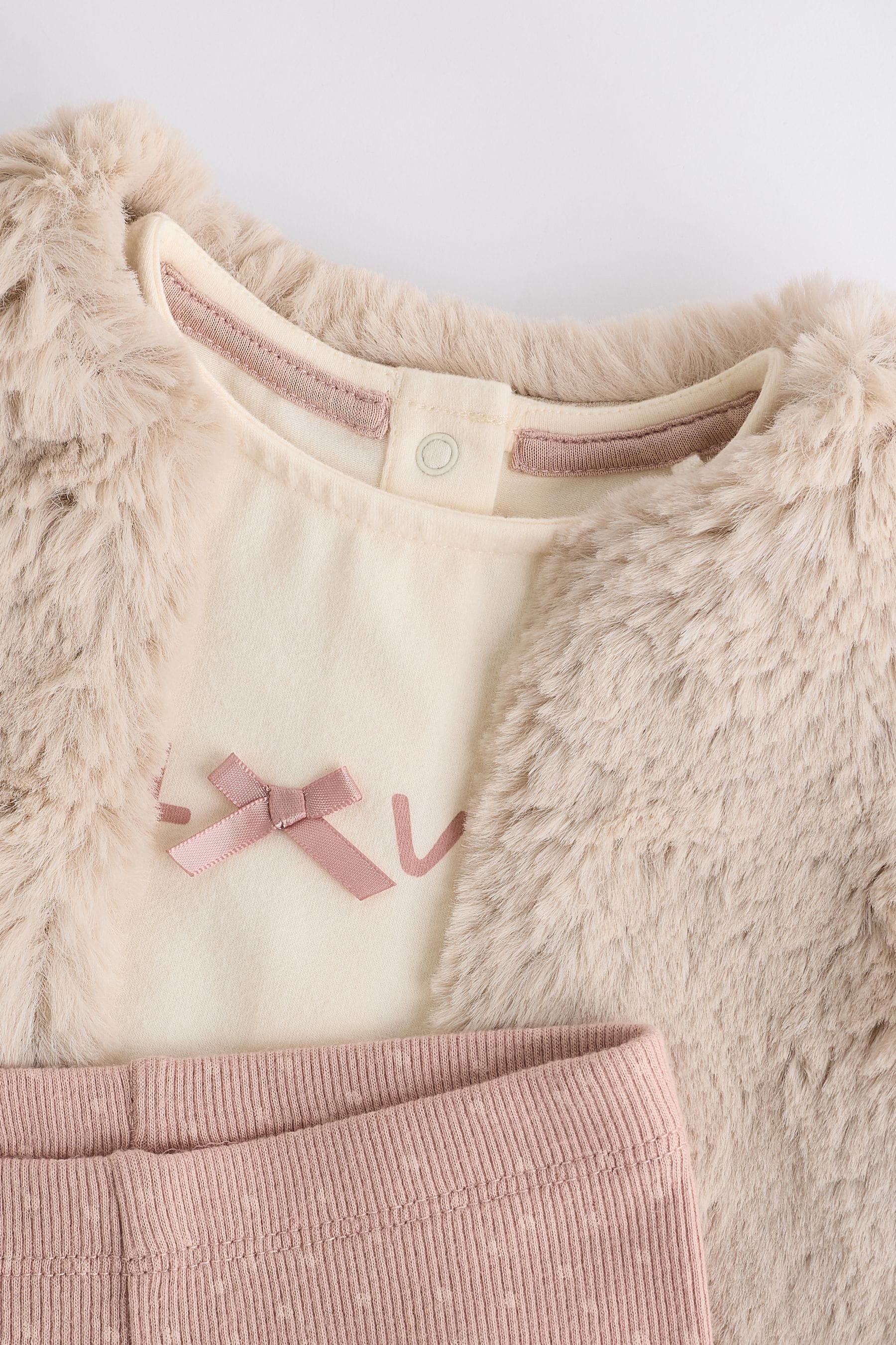 Pink Cosy Baby Long Sleeve Top and Leggings 3 Piece Set