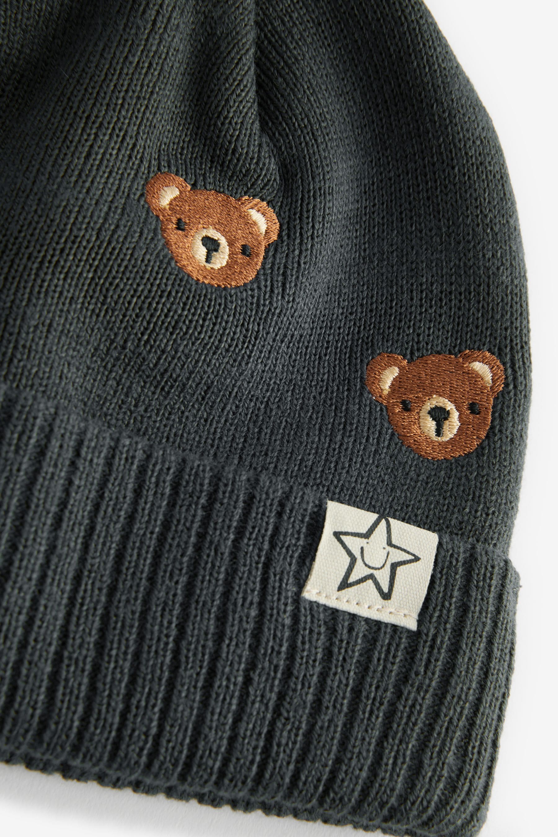 Brown Bear Embroidered Character Pom Hat (3mths-10yrs)