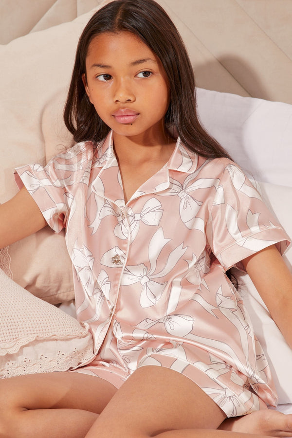 Pink/White Satin Pyjamas