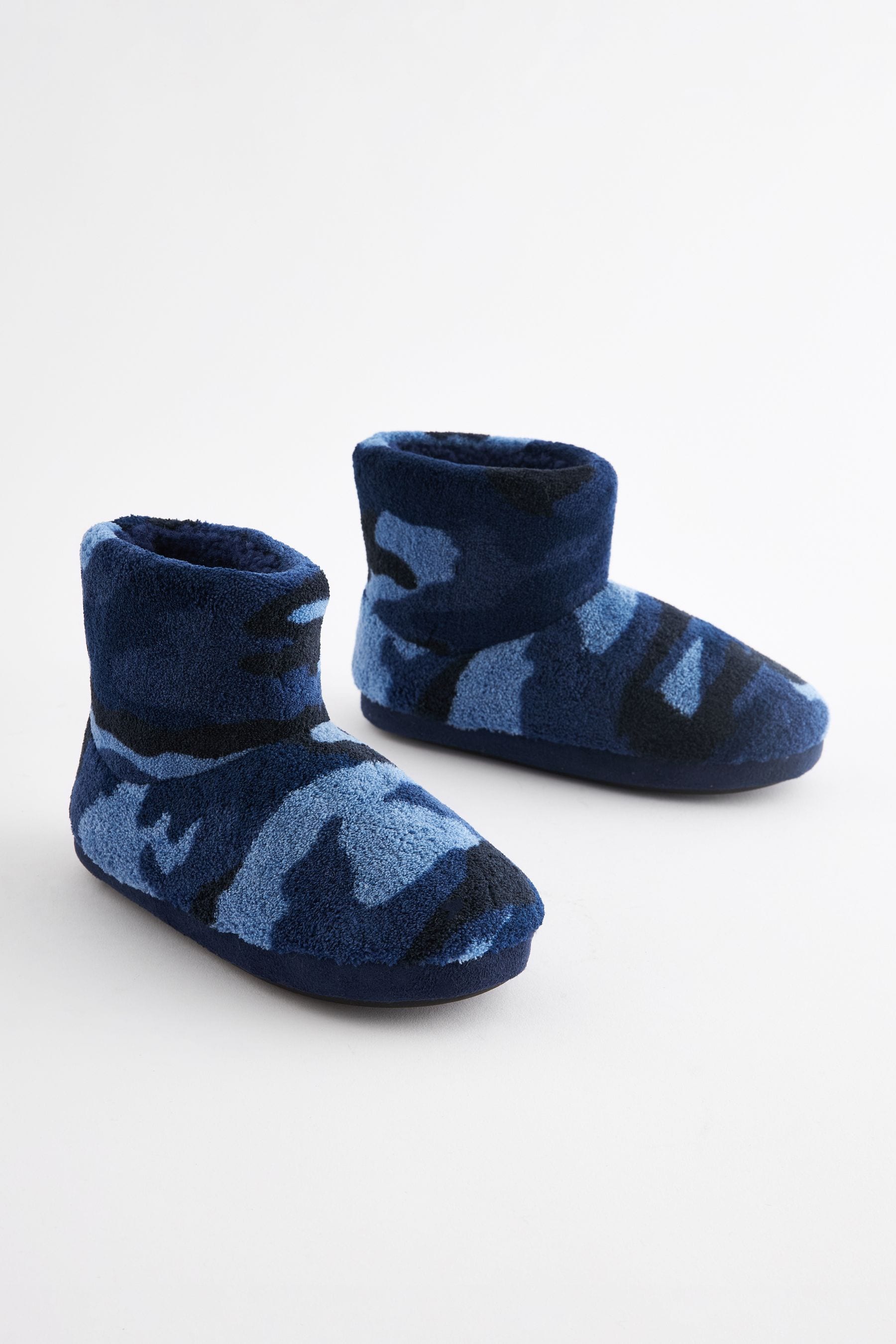 Blue Camo Warm Lined Slipper Boots