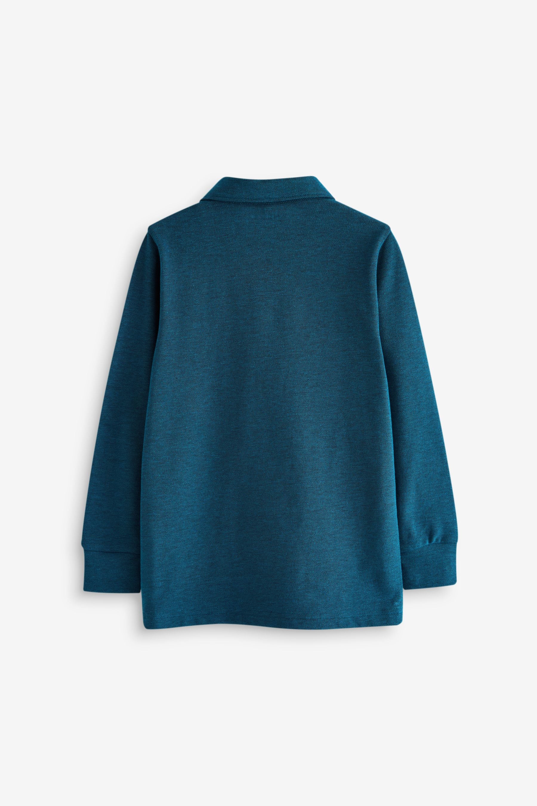 Teal Blue Long Sleeve 100% Cotton Polo Shirt (3-16yrs)