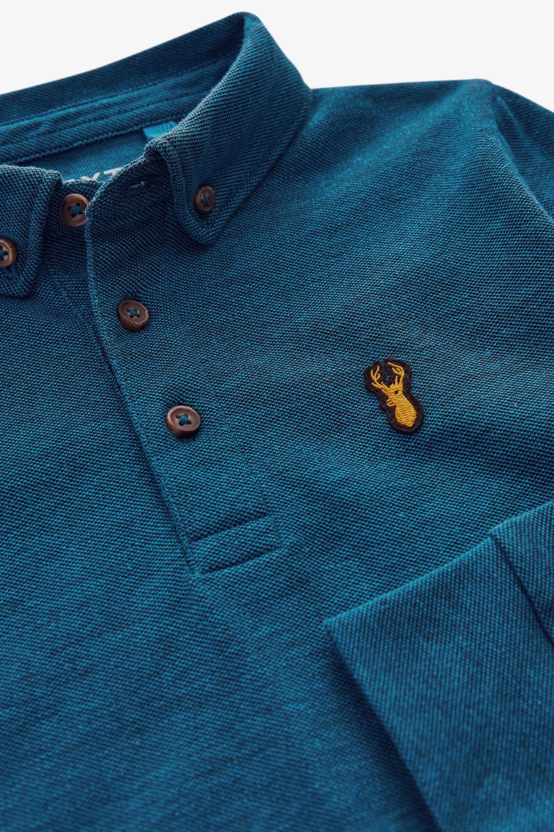 Teal Blue Long Sleeve Polo Shirt (3-16yrs)