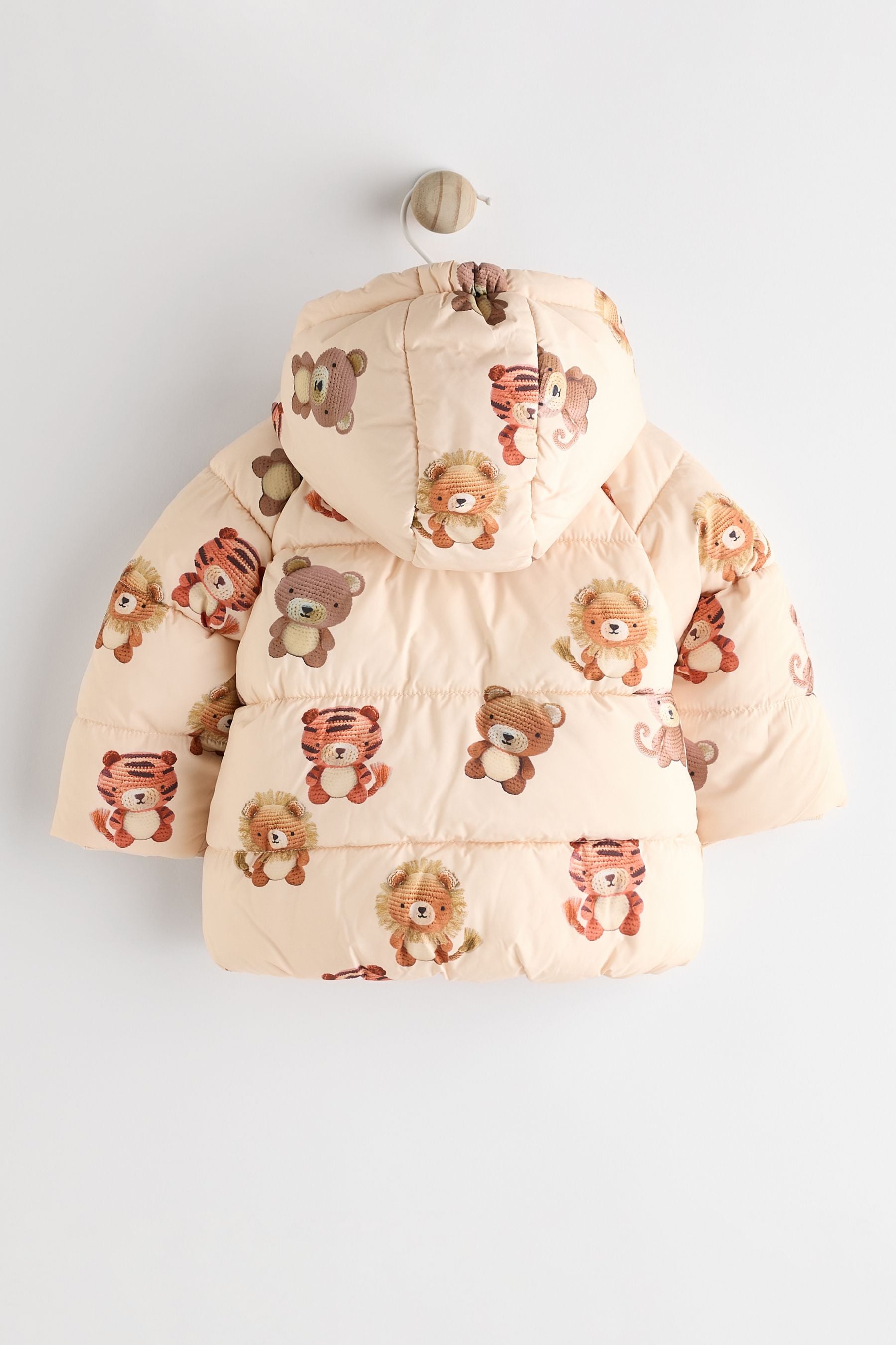 Cream Bear Print Baby Puffer Coat (0mths-2yrs)