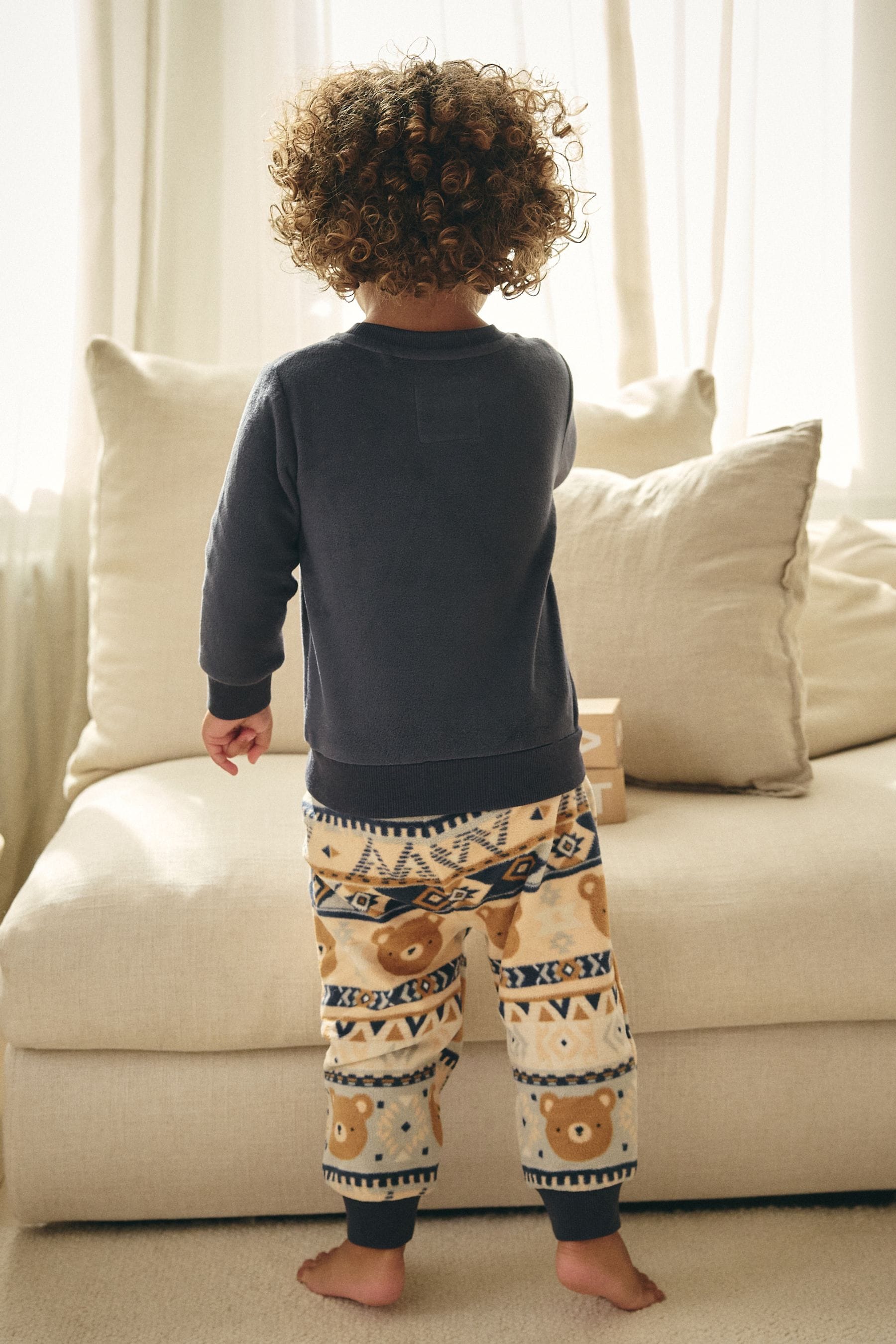 Brown/Cream Bear Single Cosy Fleece Pyjamas (9mths-8yrs)