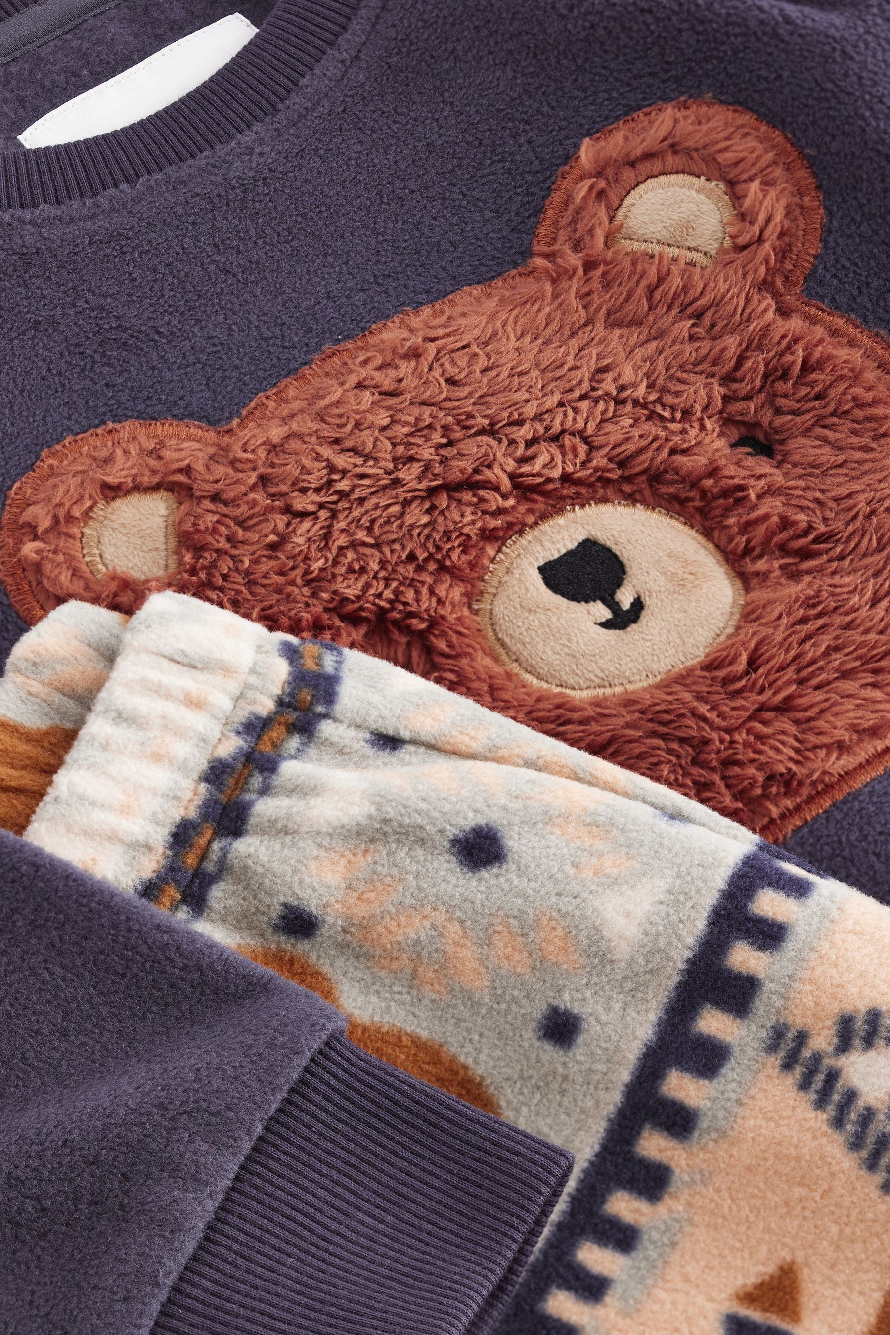 Brown/Cream Bear Single Cosy Fleece Pyjamas (9mths-8yrs)