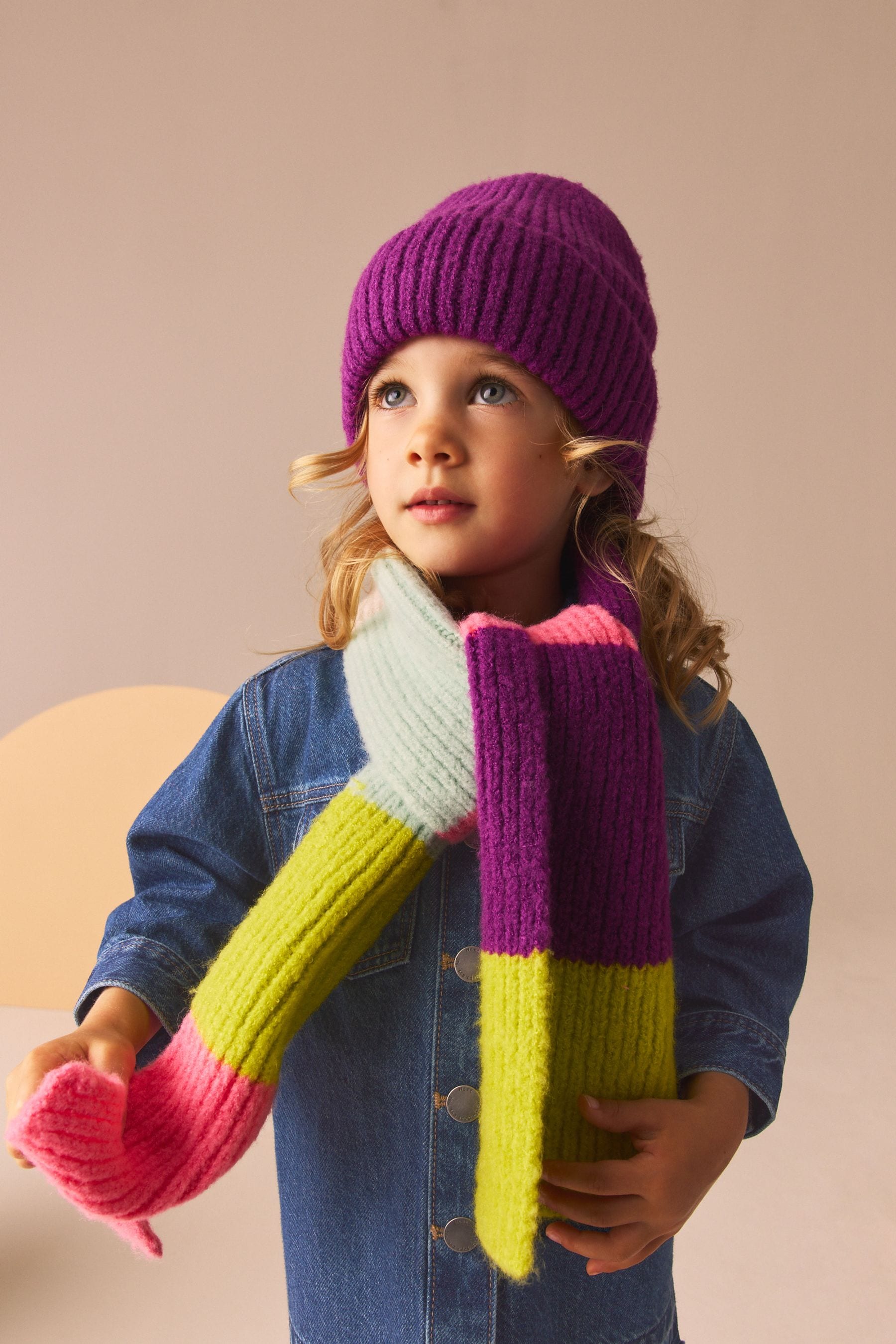 Purple Chunky Rib Beanie Hat (1-16yrs)