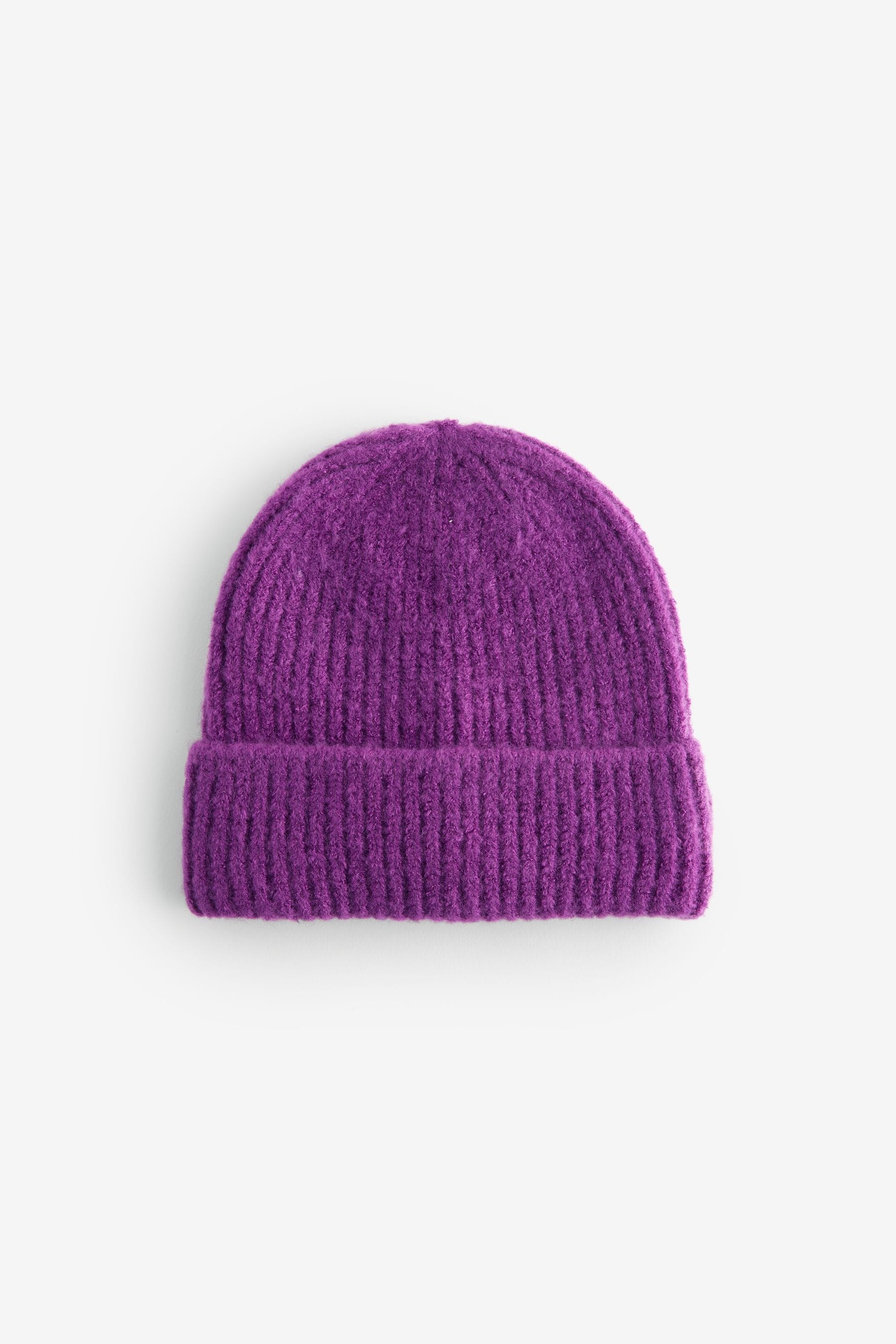 Purple Chunky Rib Beanie Hat (1-16yrs)