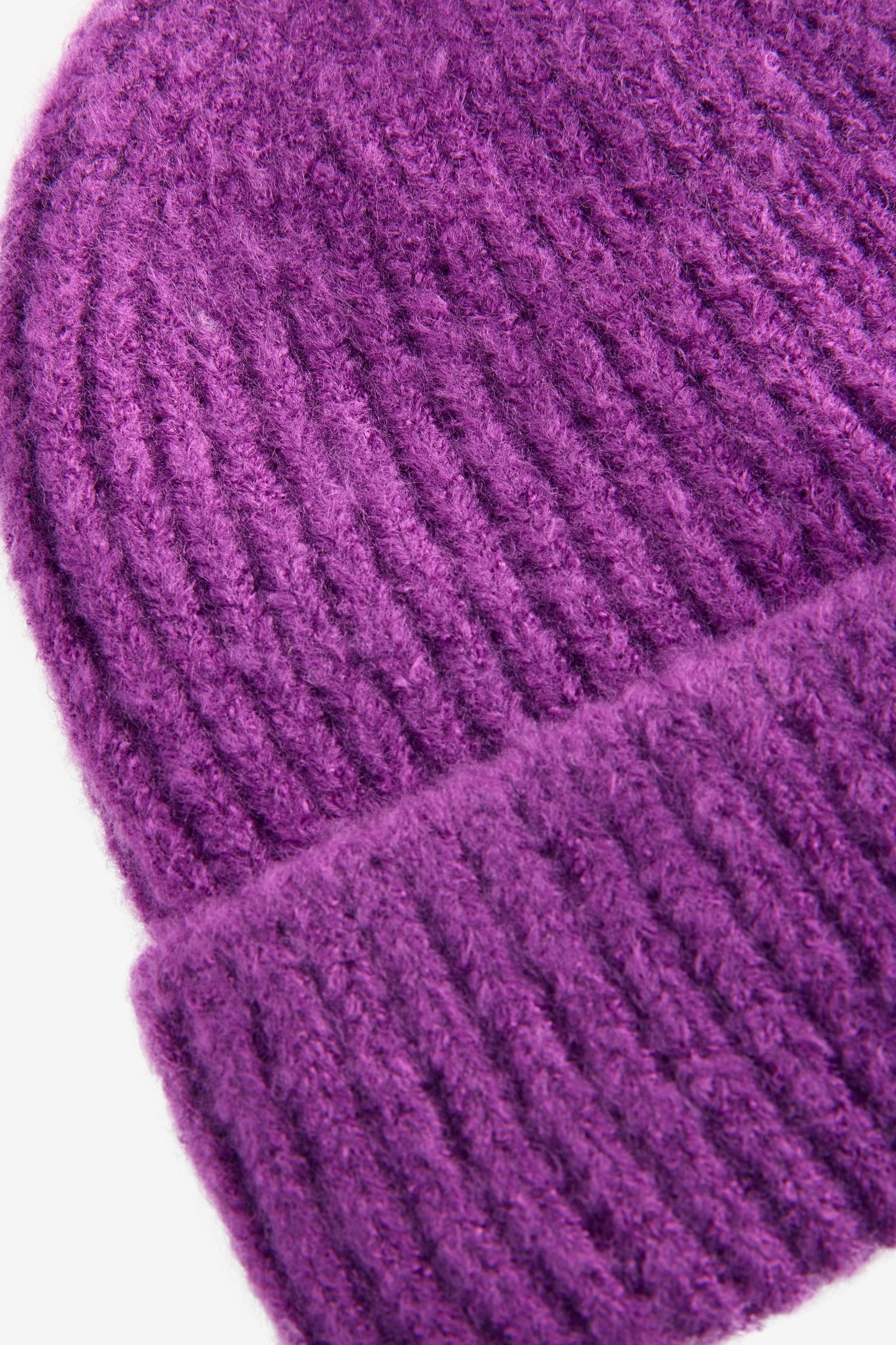 Purple Chunky Rib Beanie Hat (1-16yrs)