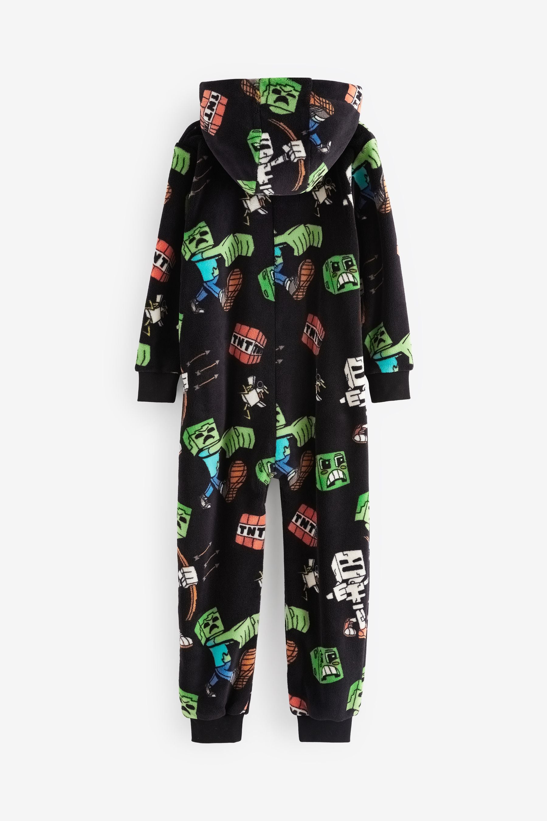 Black/Green Minecraft Fleece All-In-One (5-14yrs)