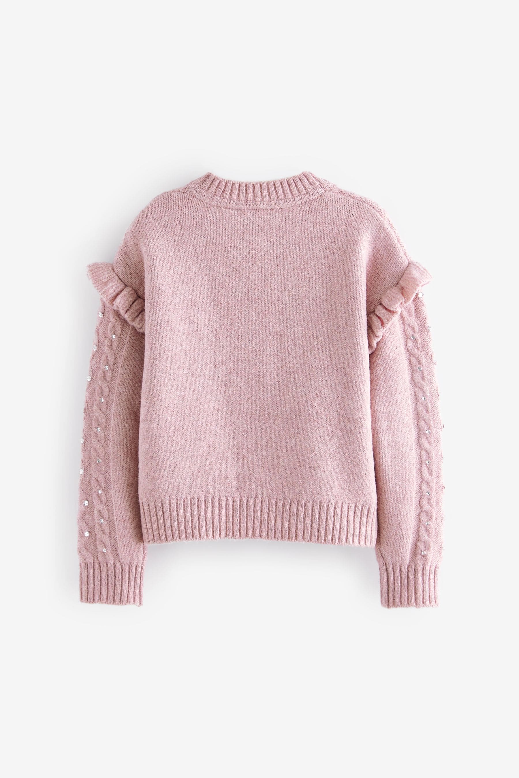 Baker by Ted Baker Pink Frill Detail Diamante Knit Jumper