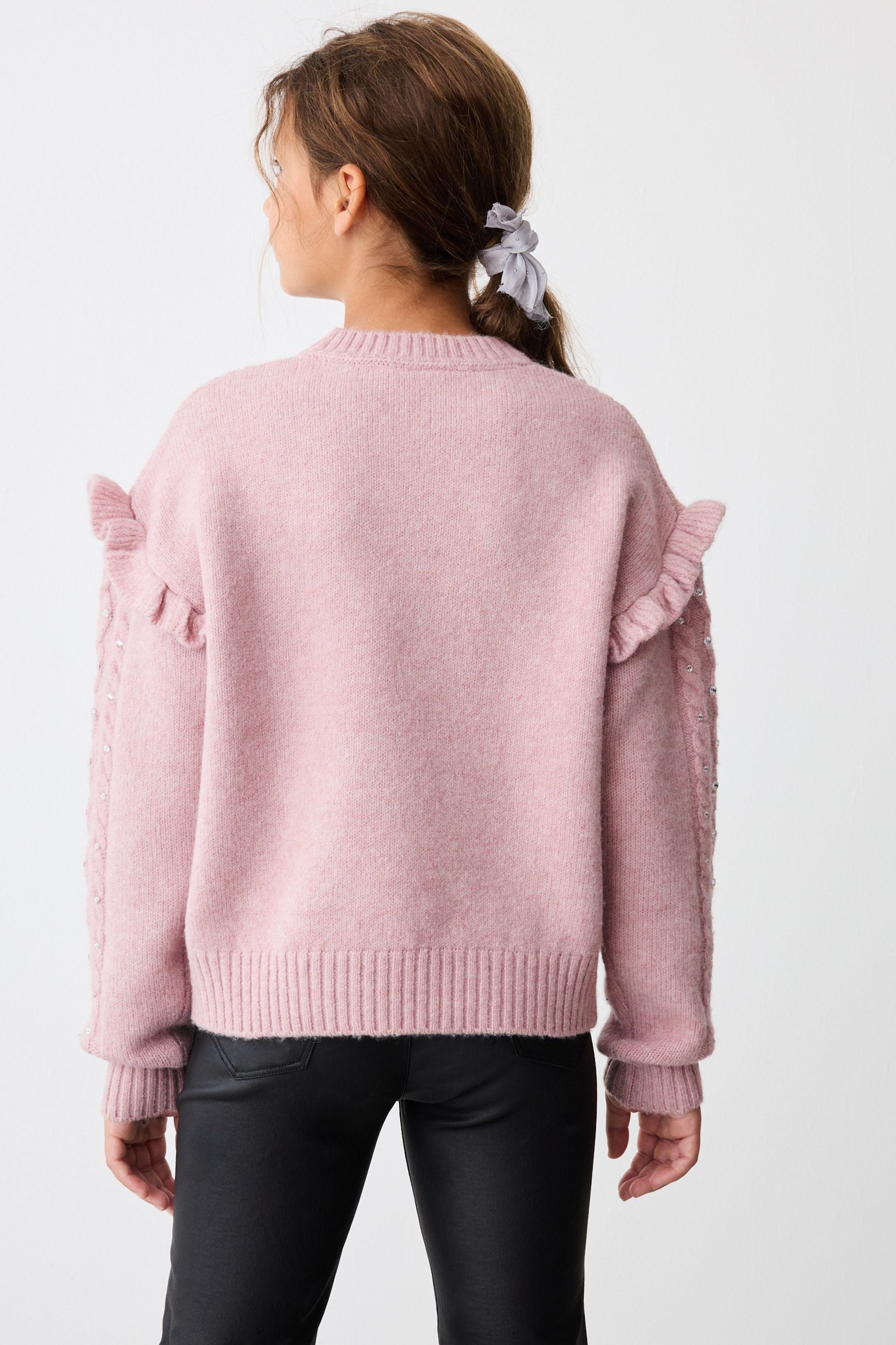 Baker by Ted Baker Frill Shoulder Pearl Knit Jumper