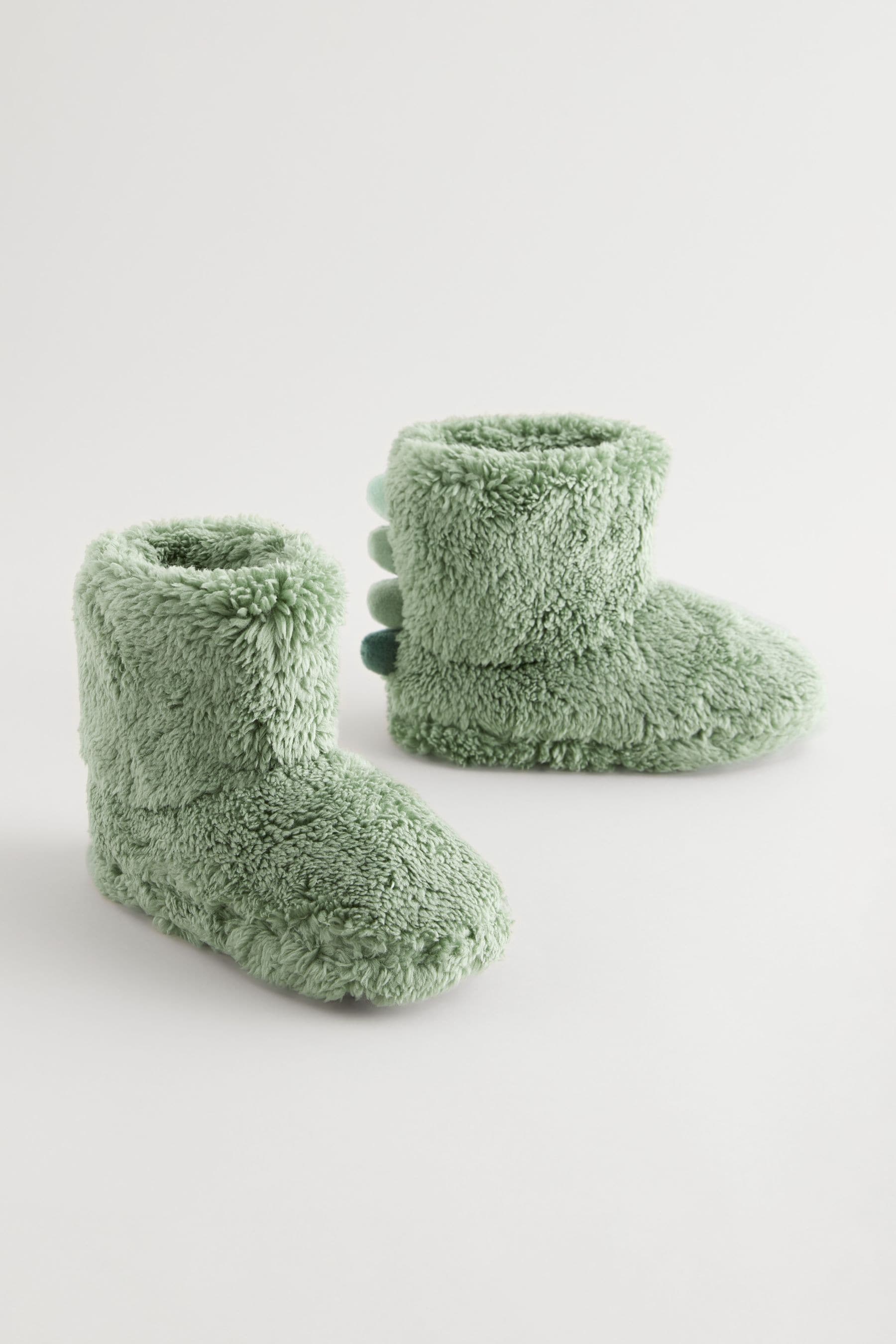 Green Warm Lined Slipper Boots