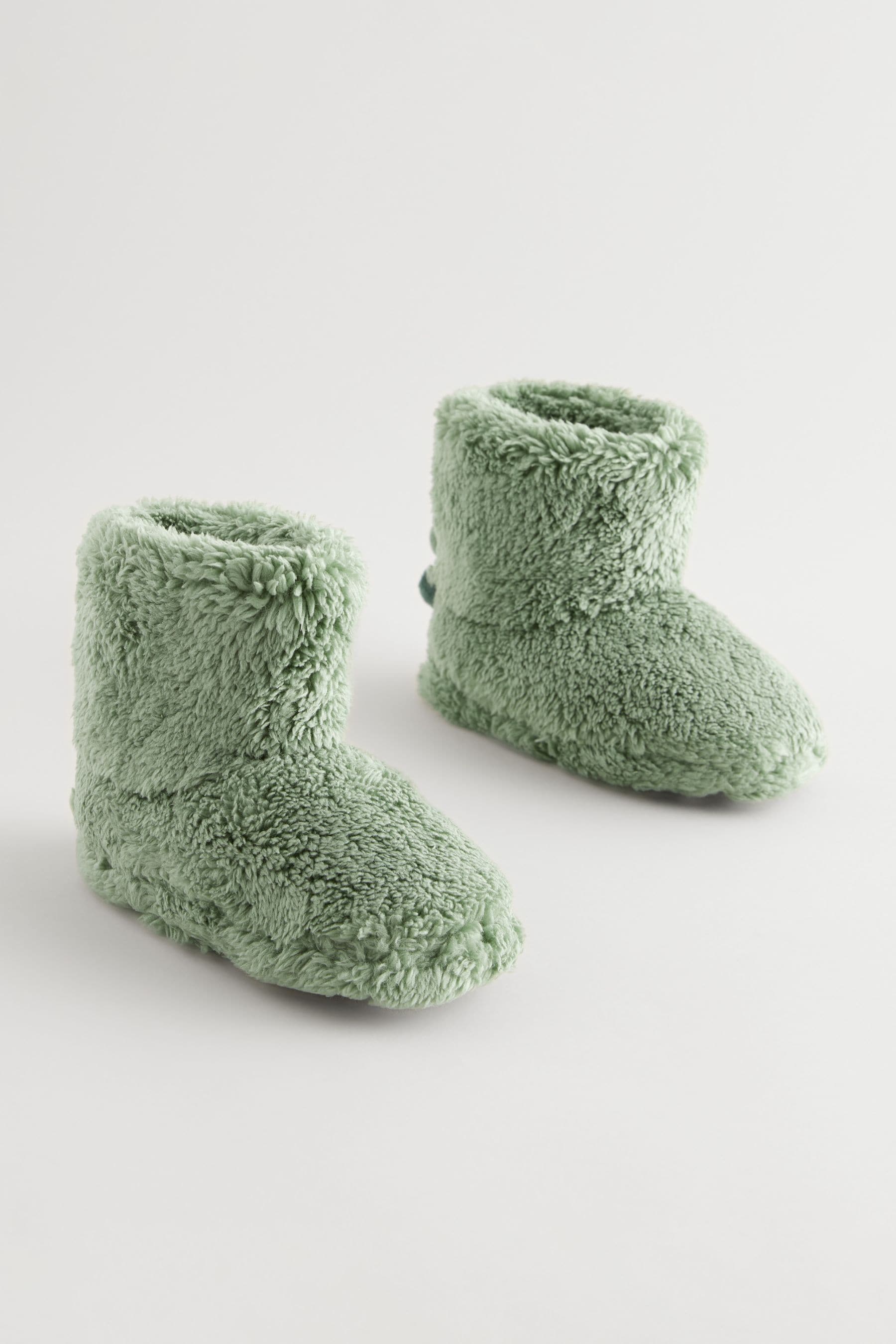 Green Warm Lined Slipper Boots