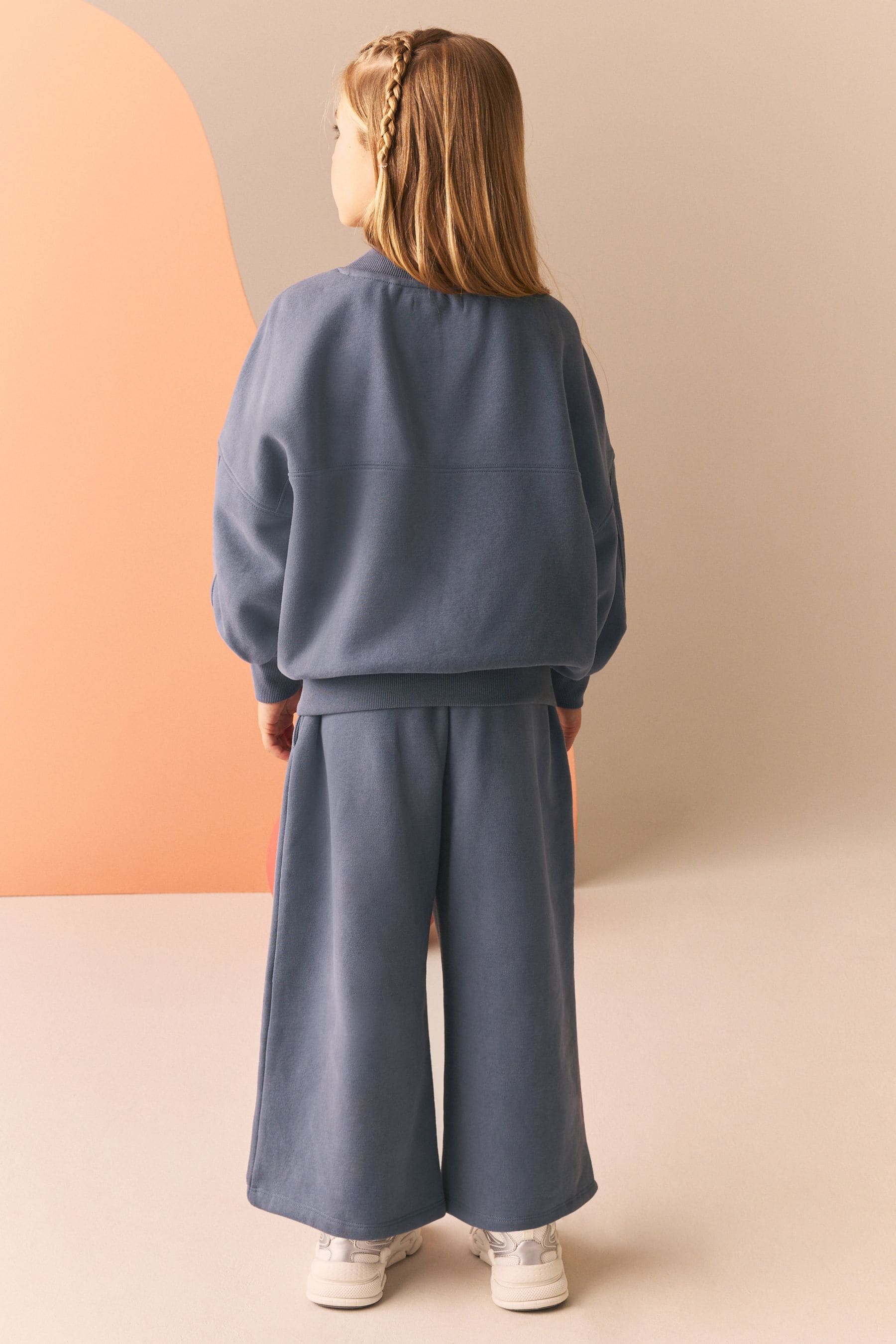 Blue Slogan Sweatshirt And Wide Leg Joggers Set (3-16yrs)