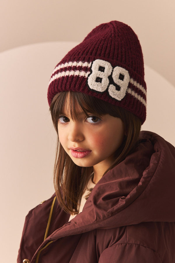 Burgundy Red Collegic Beanie Hat (3mths-16yrs)