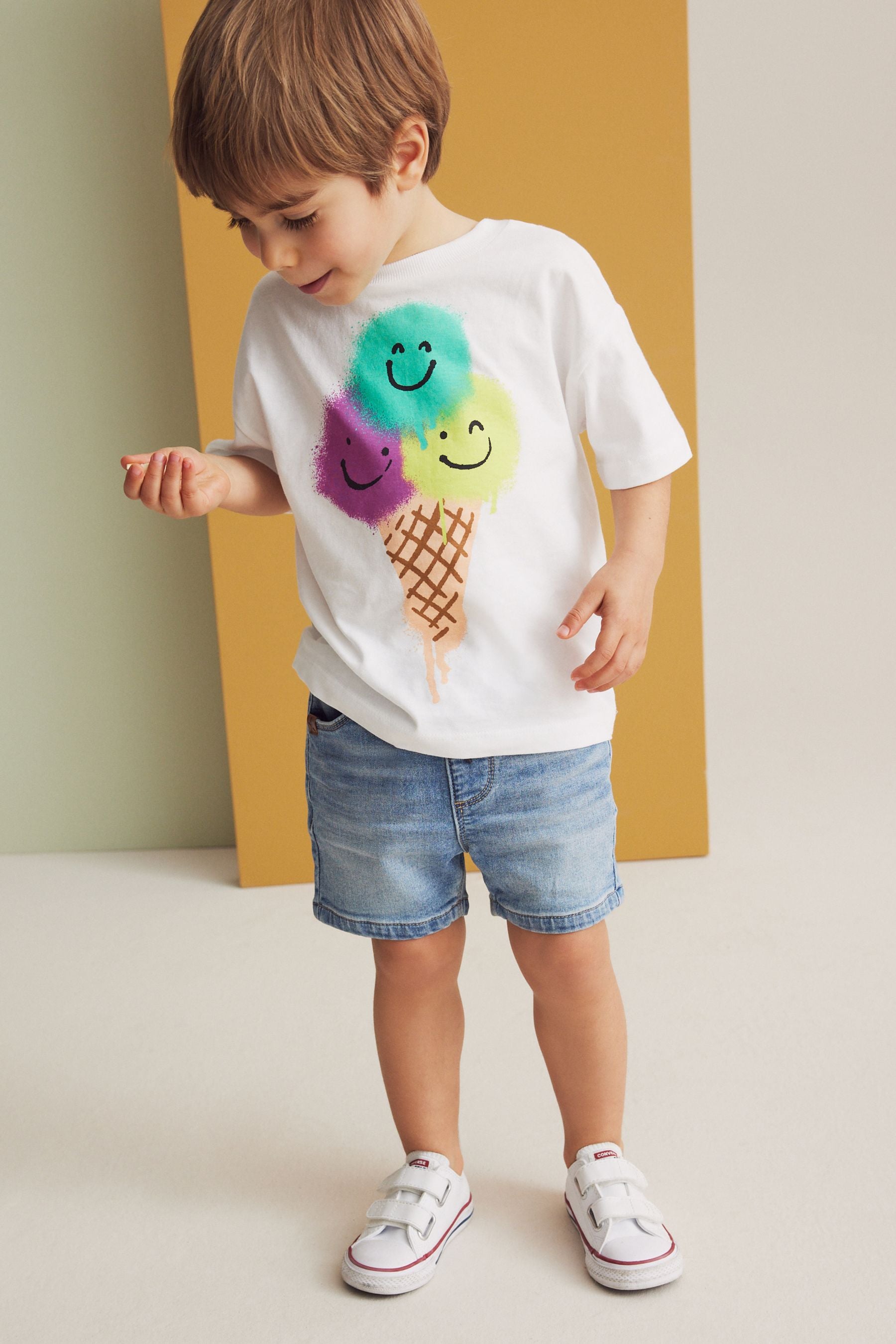 White Ice Cream Short Sleeve Character T-Shirt (3mths-7yrs)