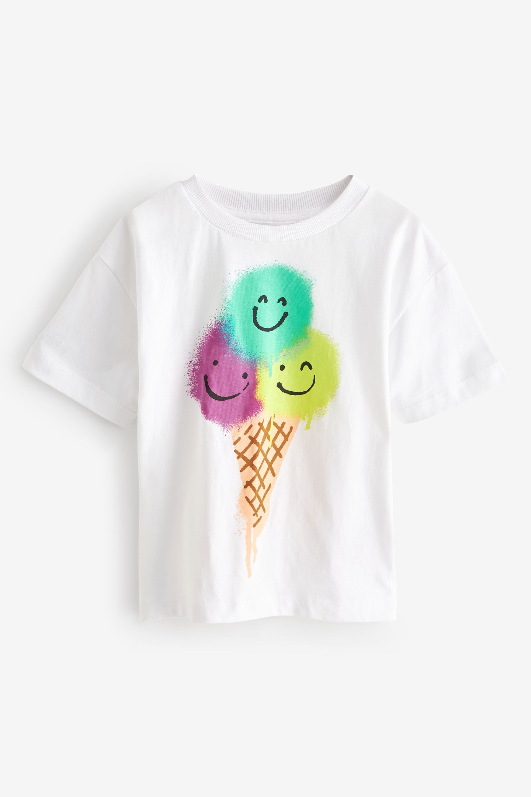 White Ice Cream Short Sleeve Character T-Shirt (3mths-7yrs)