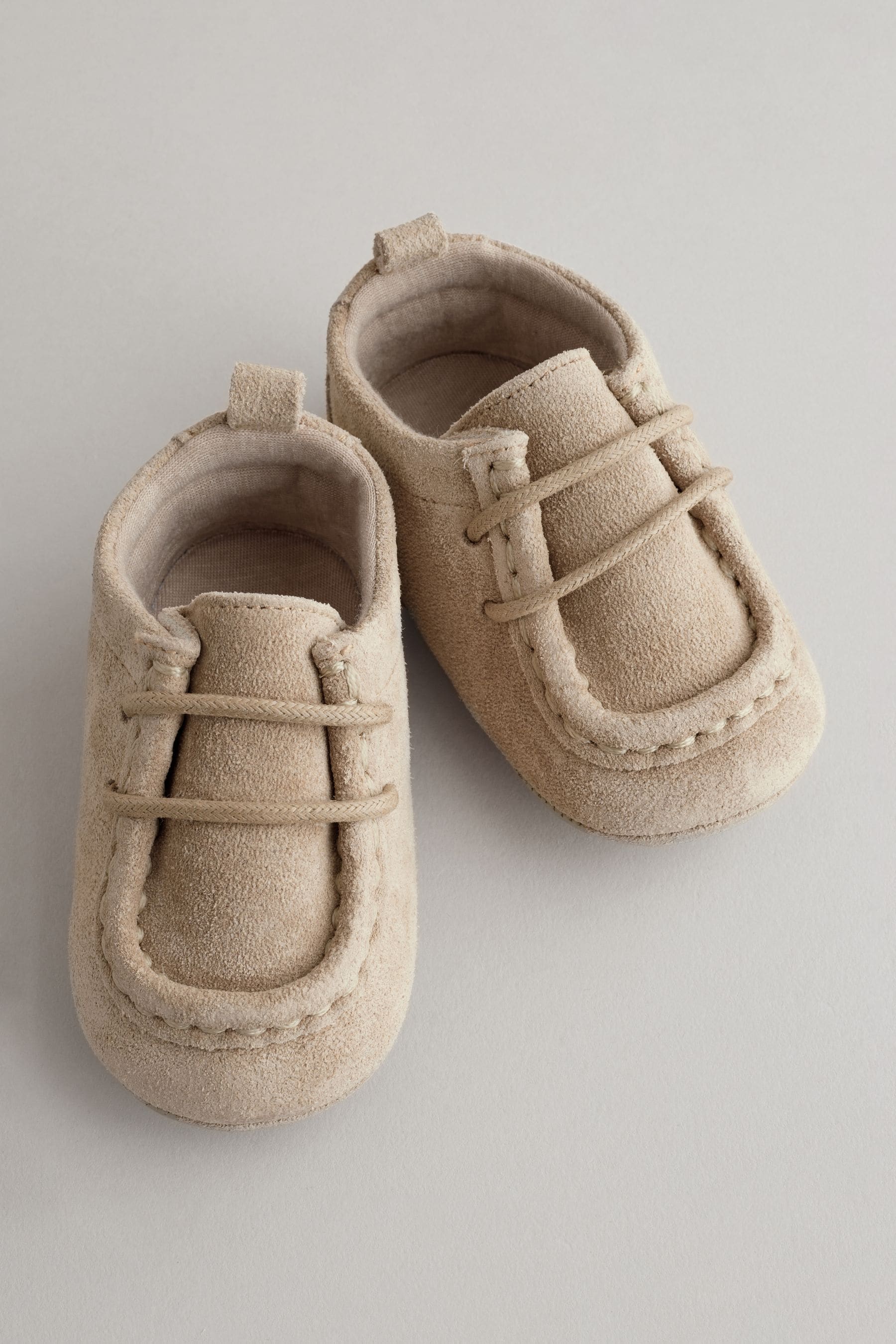 Neutral Suede Lace-Up Baby Shoes (0-24mths)