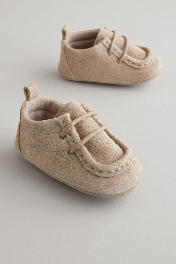 Neutral Suede Lace-Up Baby Shoes (0-24mths)