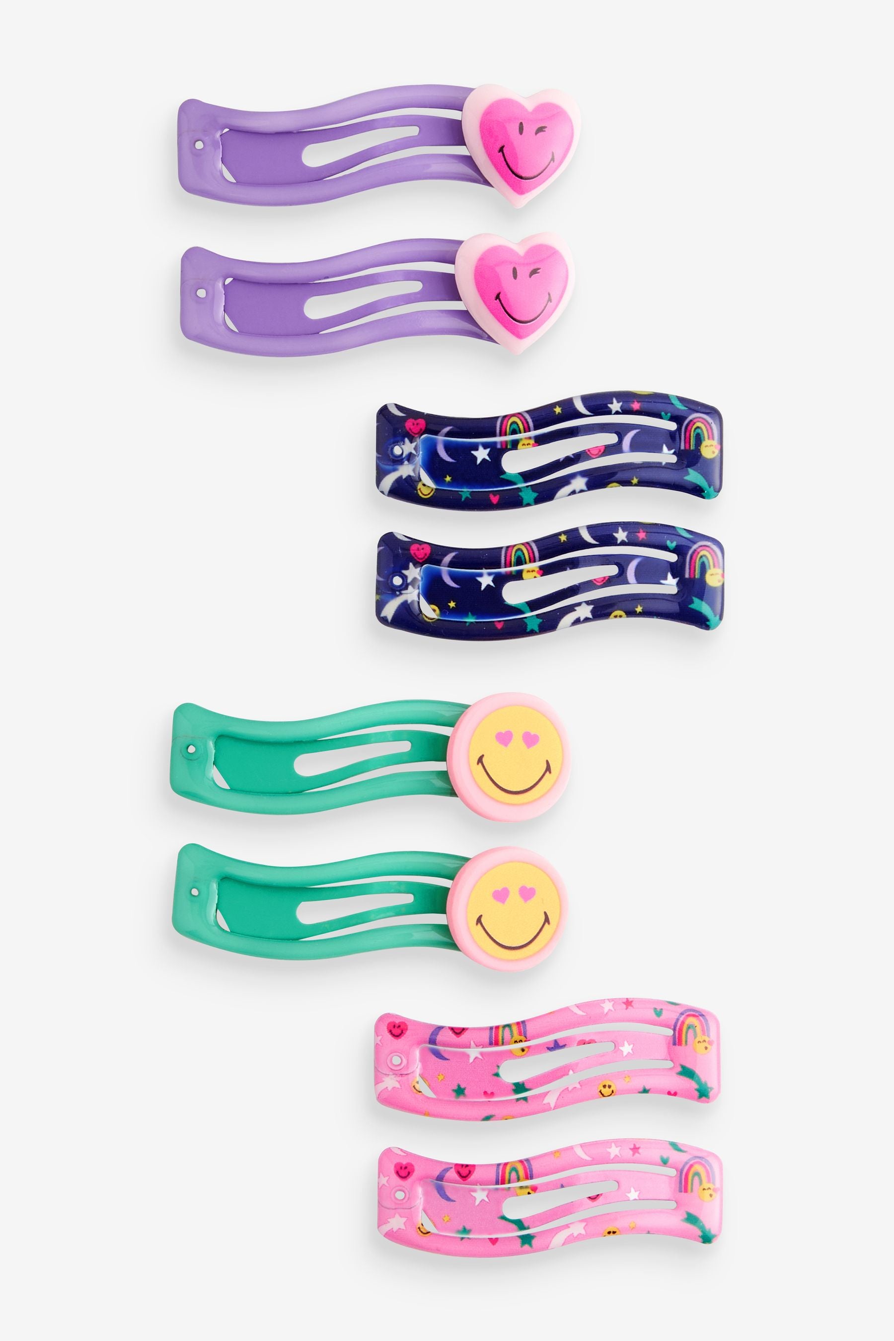 Lilac Purple Smiley Clips 8 Pack