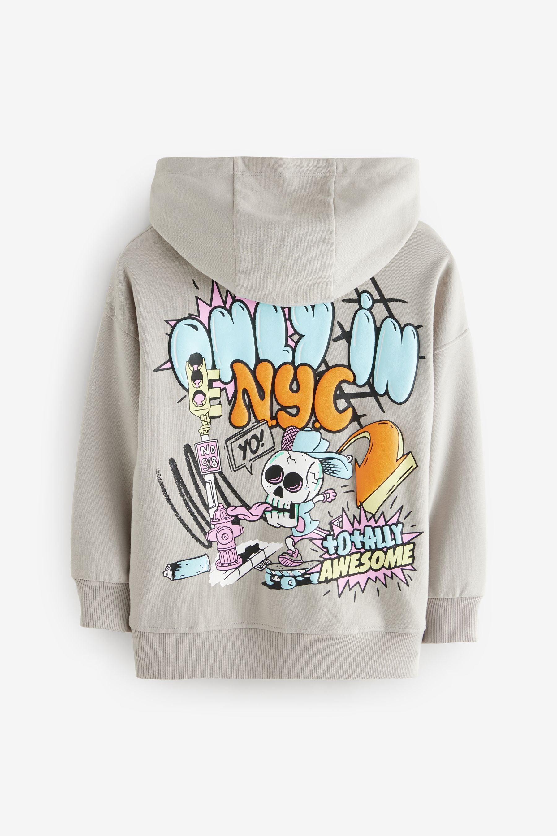 Grey Graffiti Graphic Hoodie (3-16yrs)