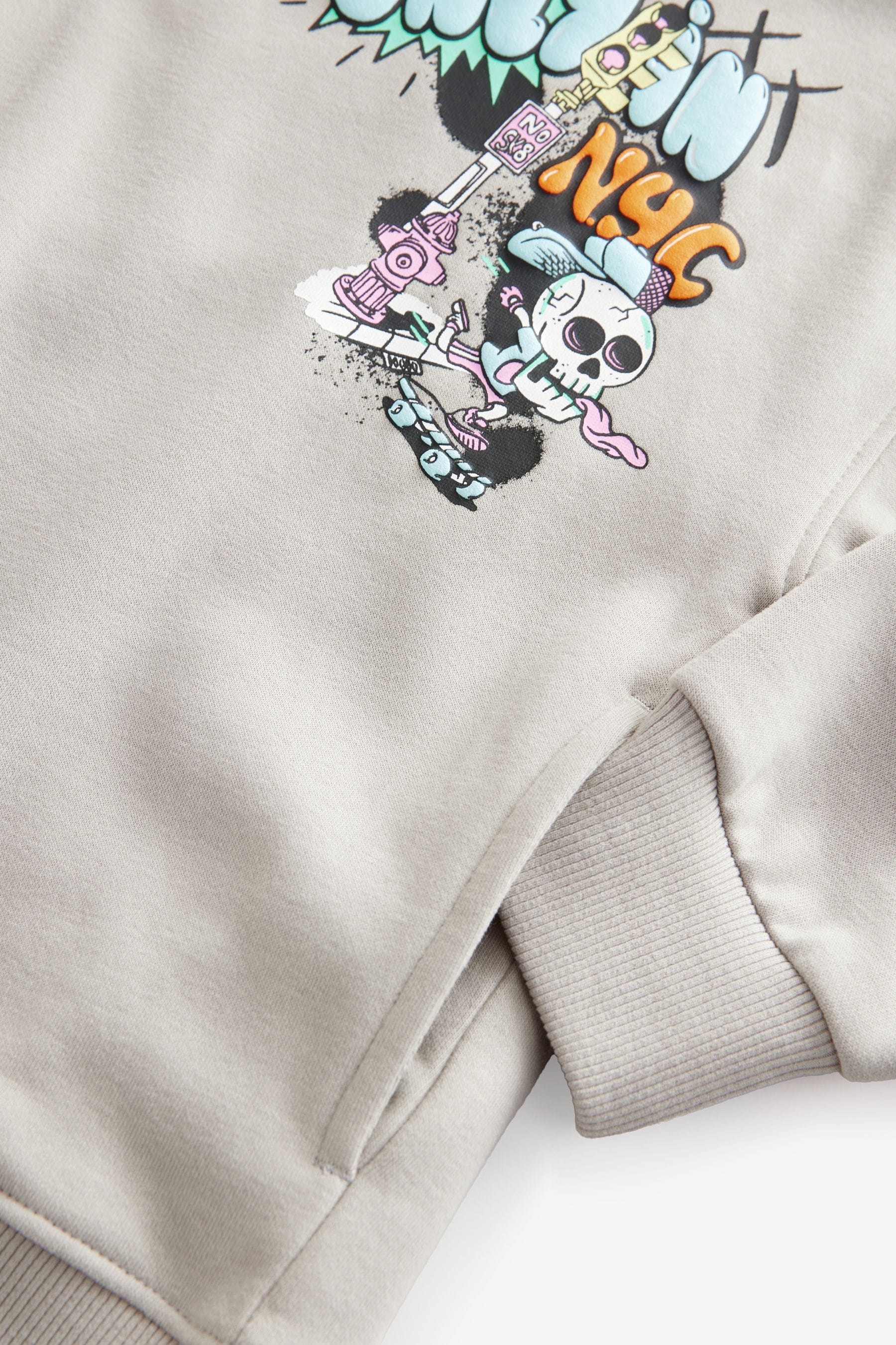 Grey Graffiti Graphic Hoodie (3-16yrs)