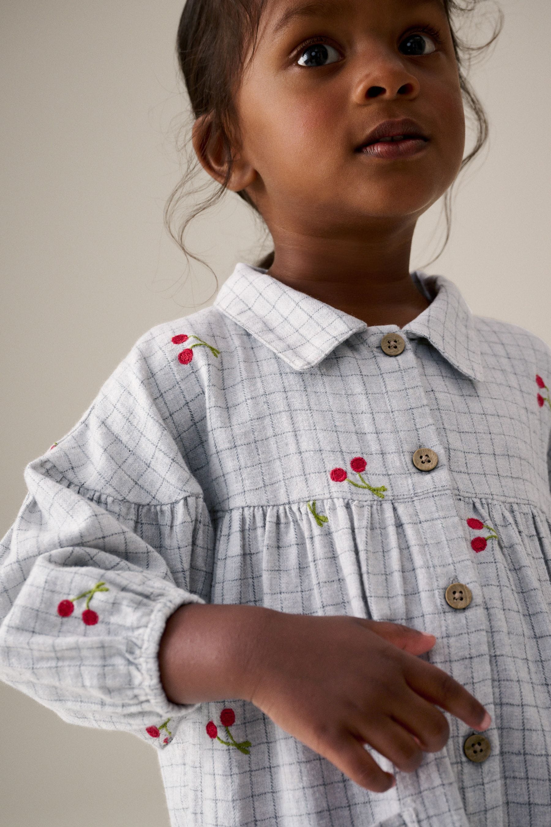 Grey Cherry Shirt Dress And Tights Set (3mths-8yrs)