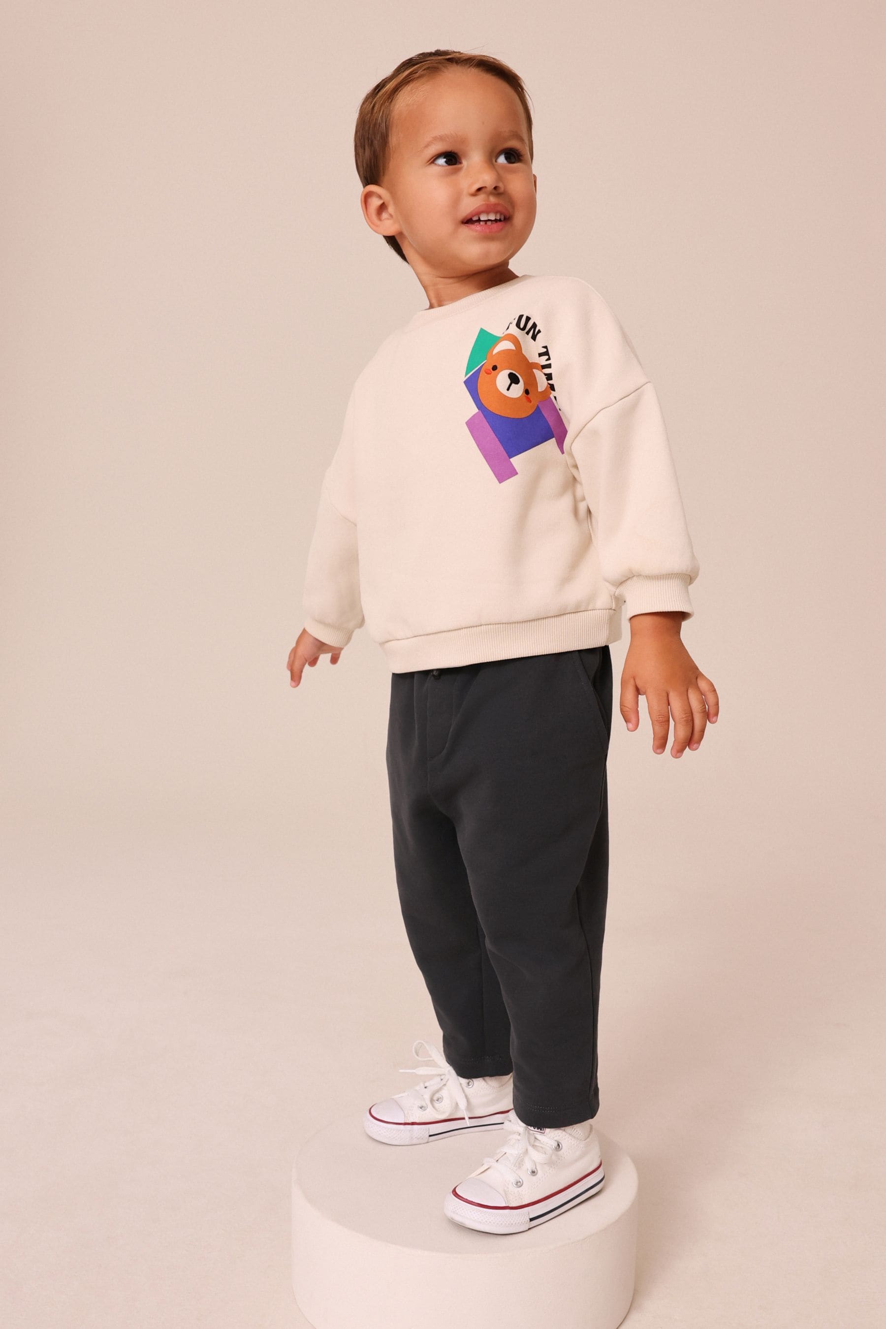 Ecru Animals Backprint Sweatshirt and Joggers Set (3mths-7yrs)