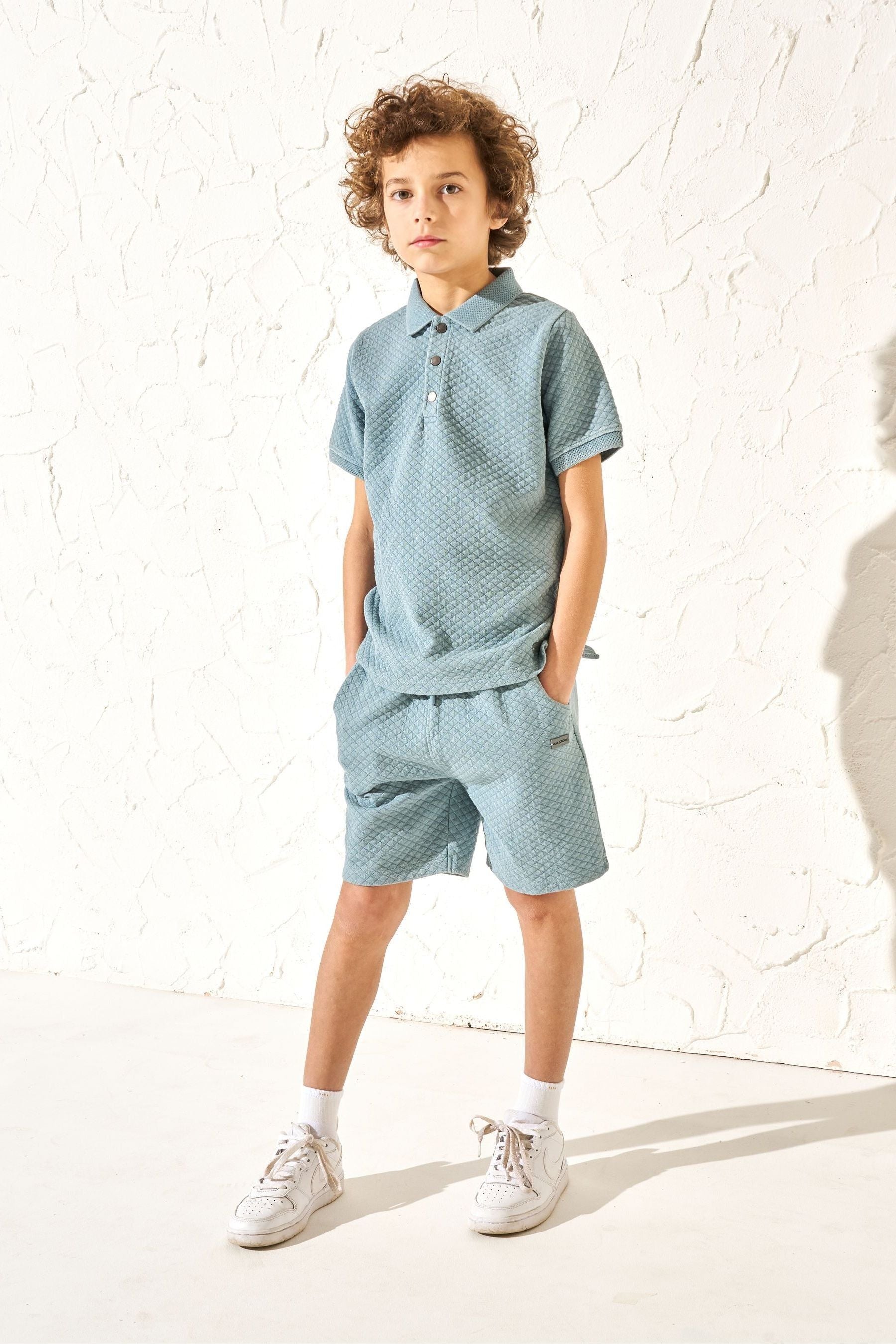 Angel & Rocket Blue Rex Jersey Textured Wash Shorts