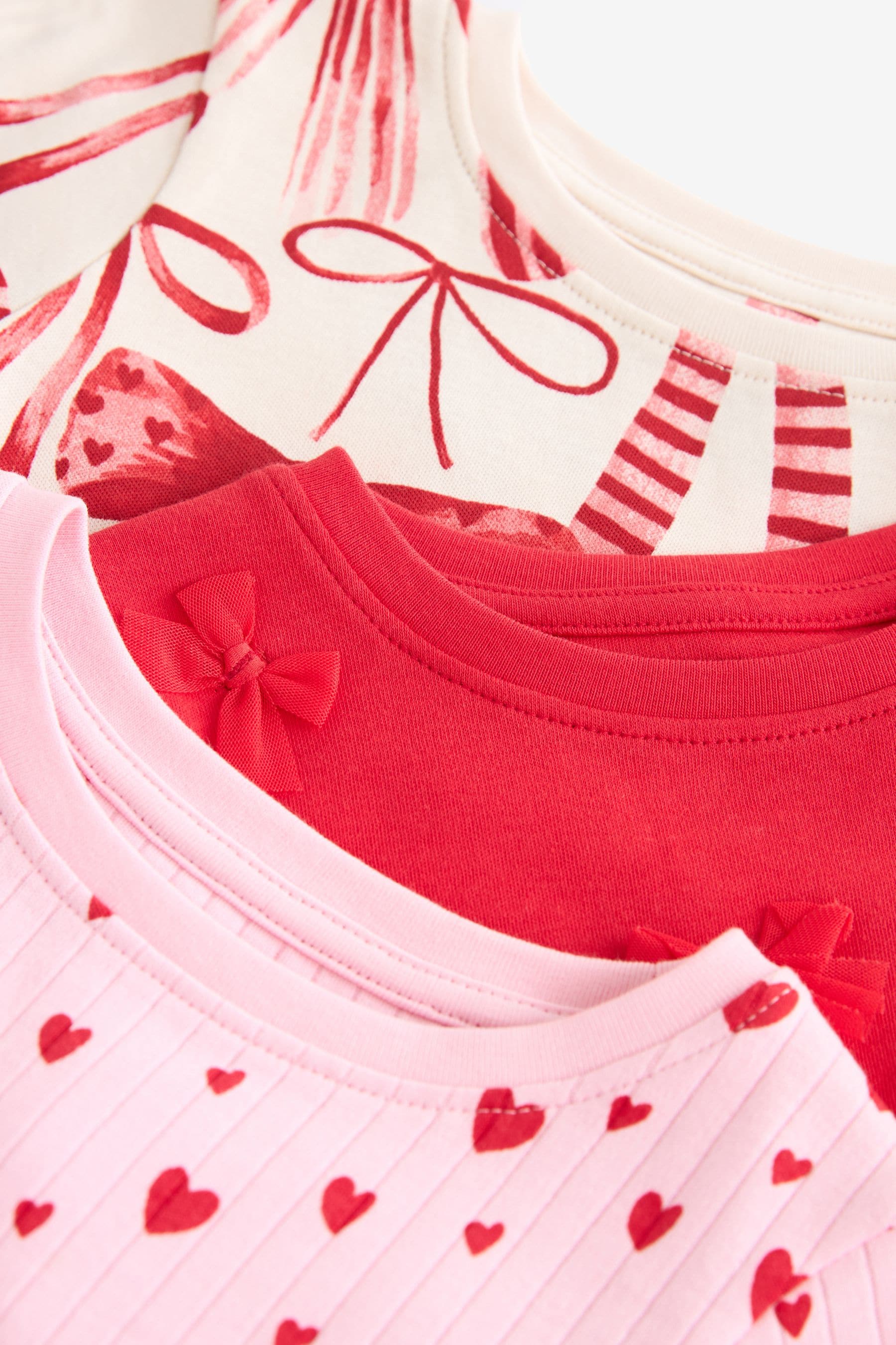 Red Bow/ Heart 100% Cotton Long Sleeve Pyjamas 3 Pack (9mths-16yrs)