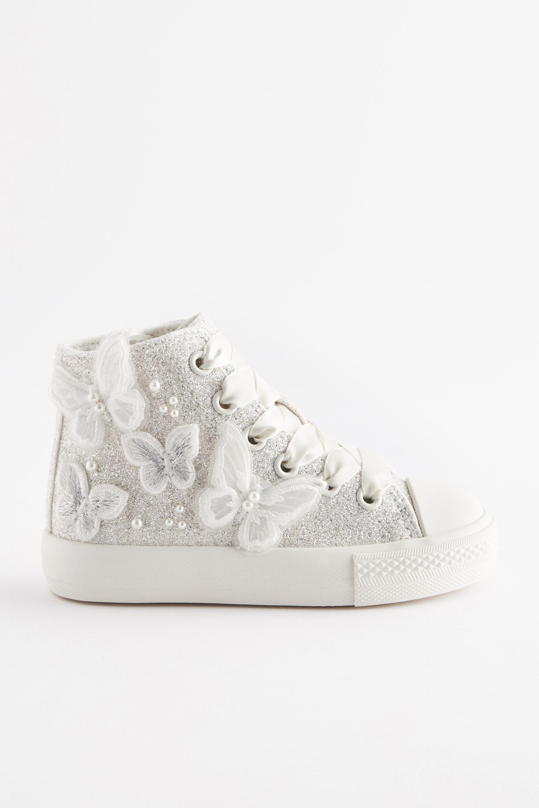 White Glitter Bridesmaid High Top Trainers