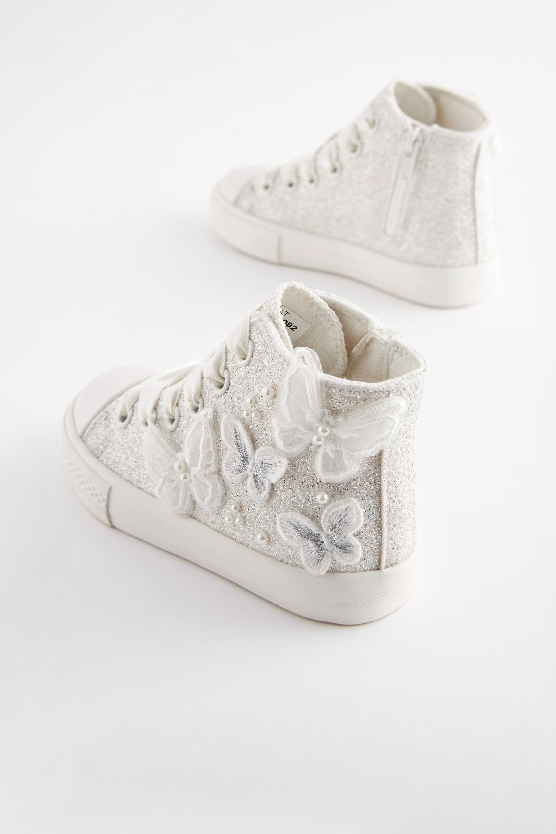 White Glitter Bridesmaid High Top Trainers