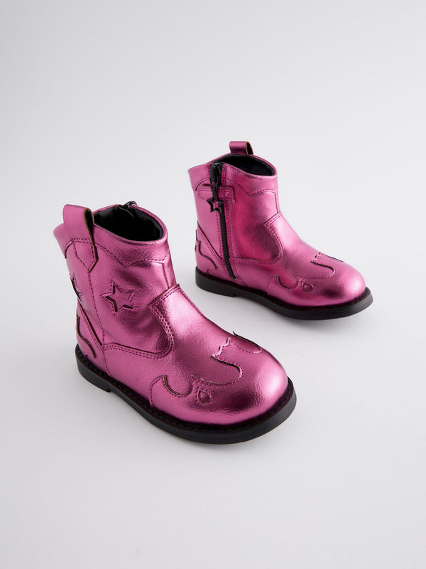 Pink Metallic Western Boots